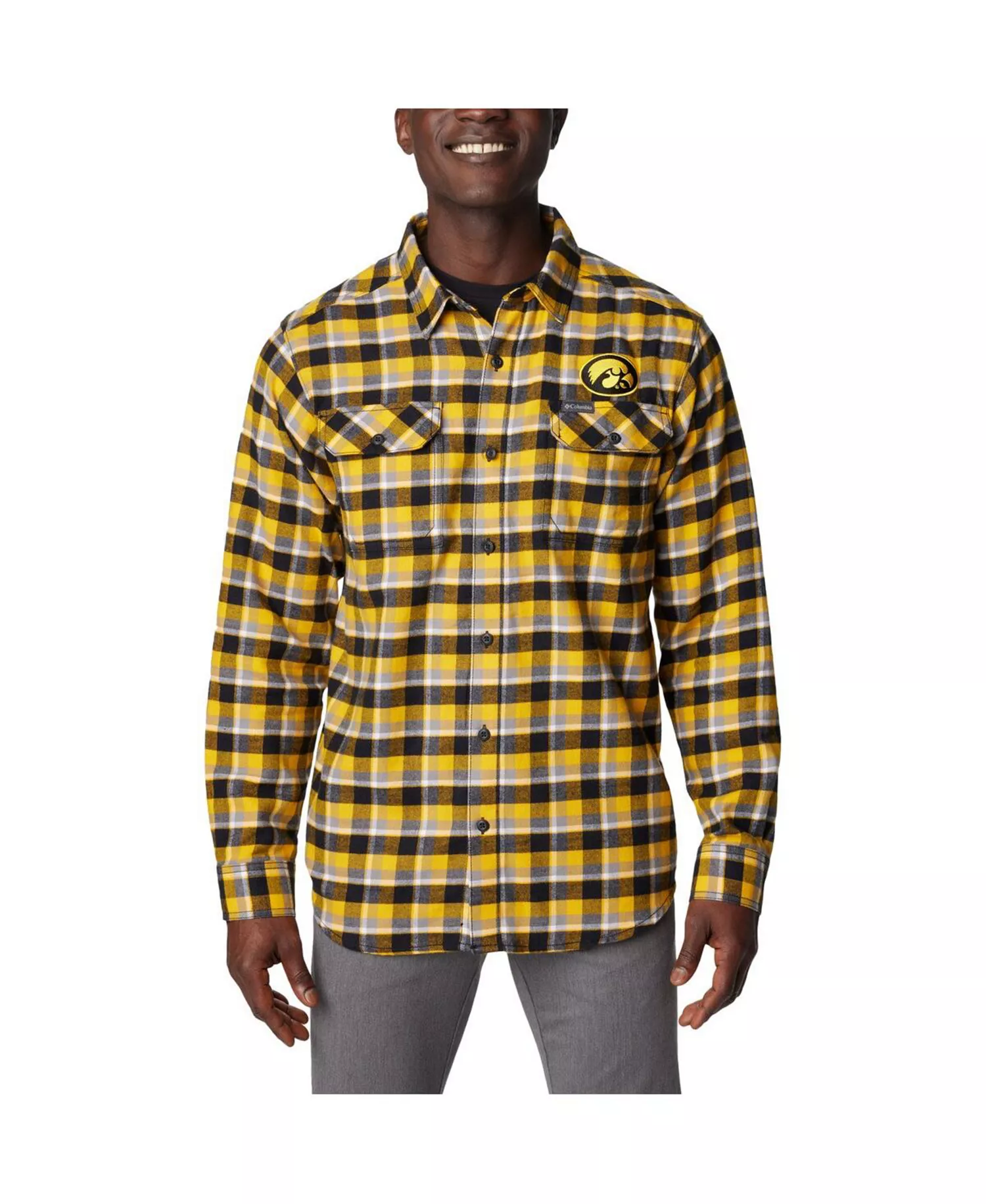 Men's Gold Iowa Hawkeyes Flare Gun Flannel Long Sleeve Shirt - Gold - L
