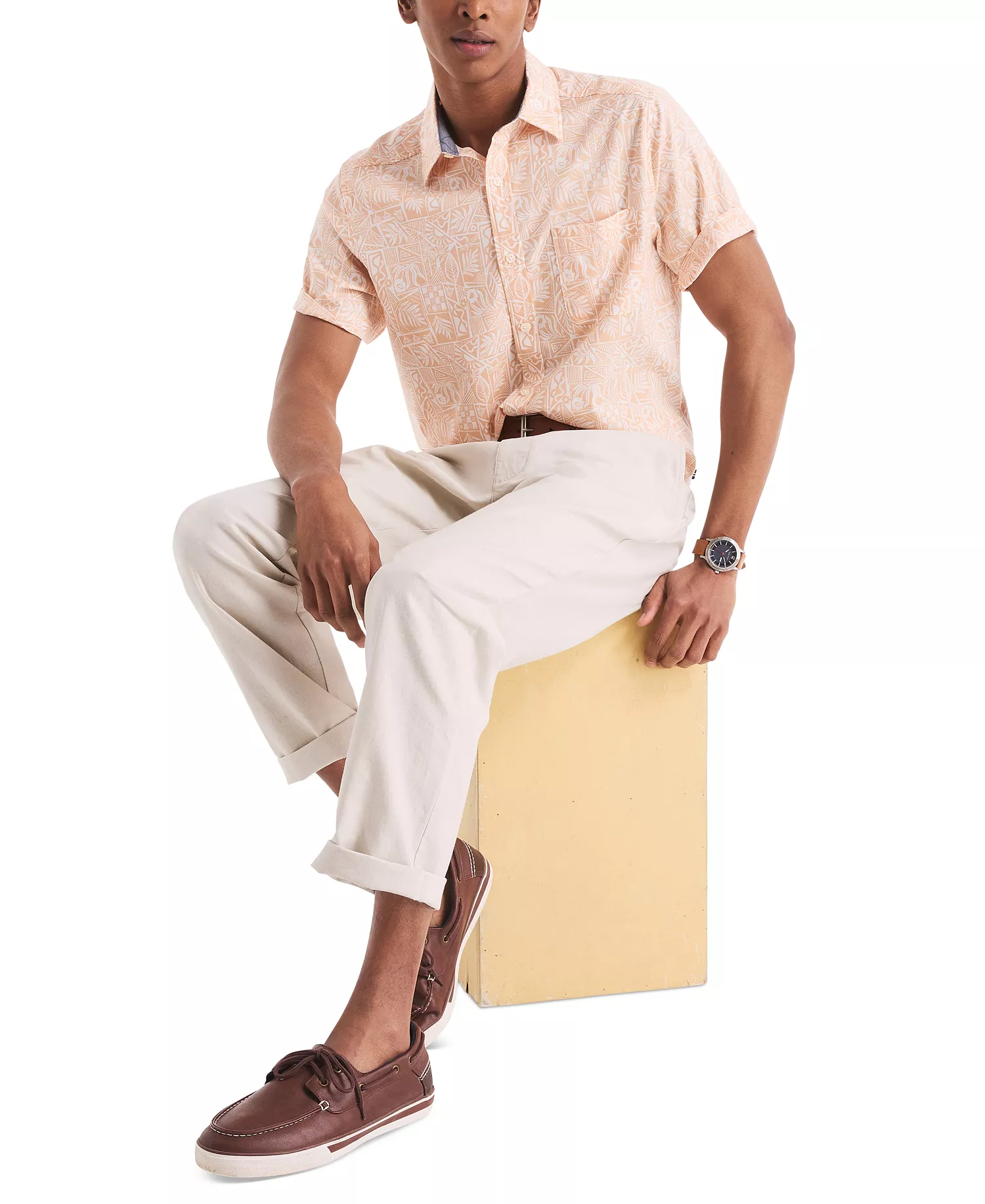 Men's Tropical-Print Shirt - Apricot Birch - 2XL