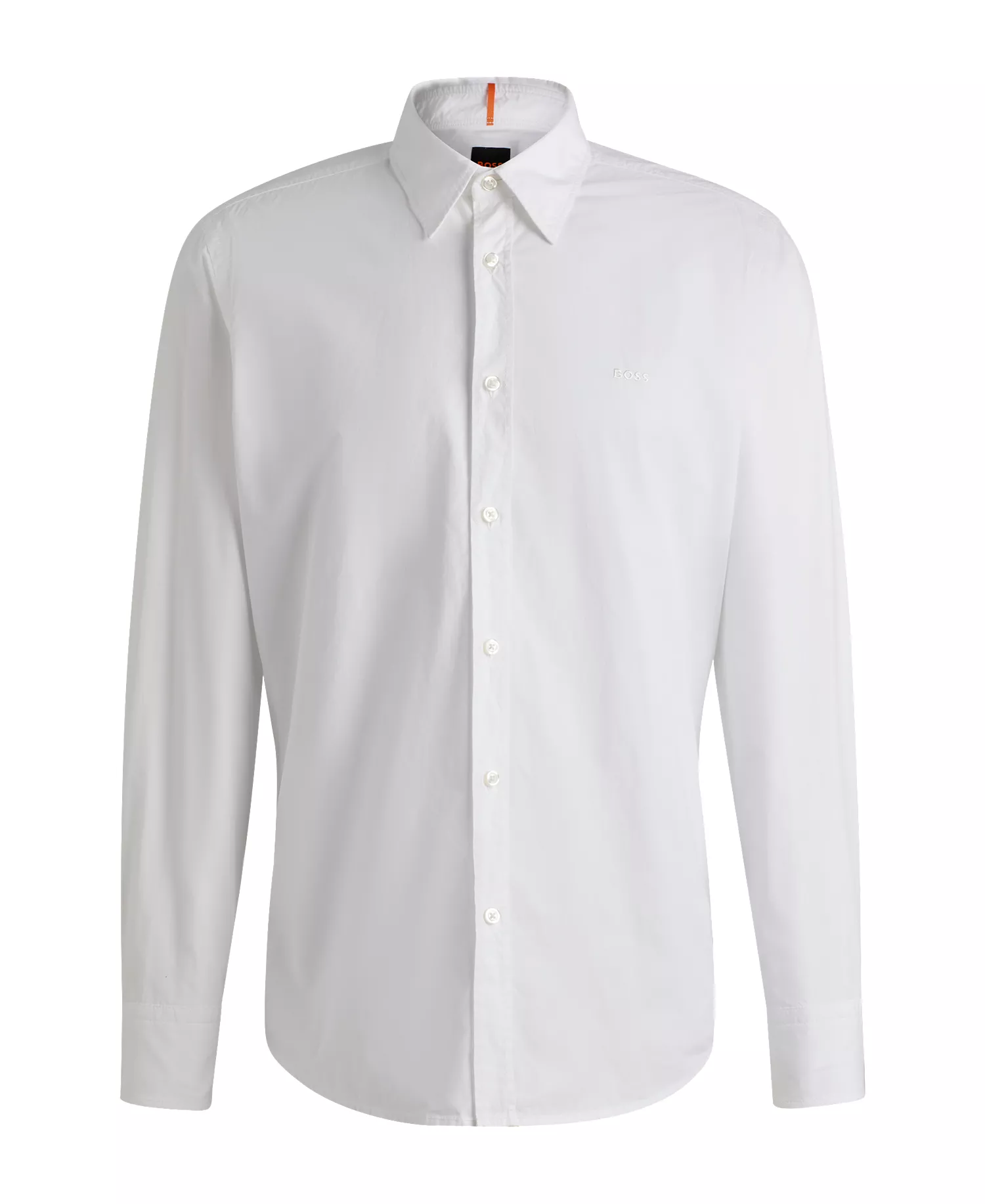 Men's Cotton Poplin Regular-Fit Dress Shirt - White - L