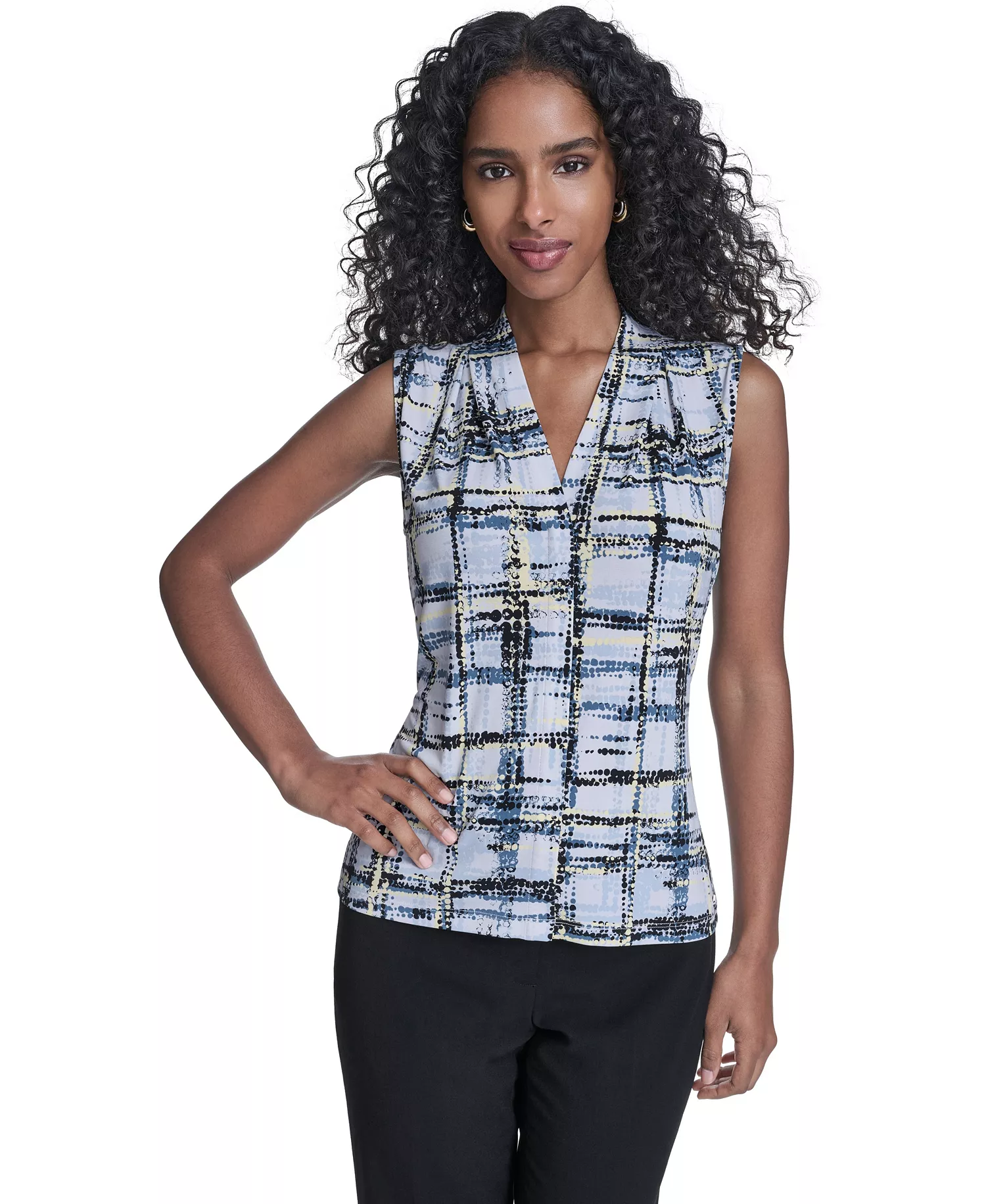 Petite Printed V-Neck Sleeveless Top - Zen Multi - P/L
