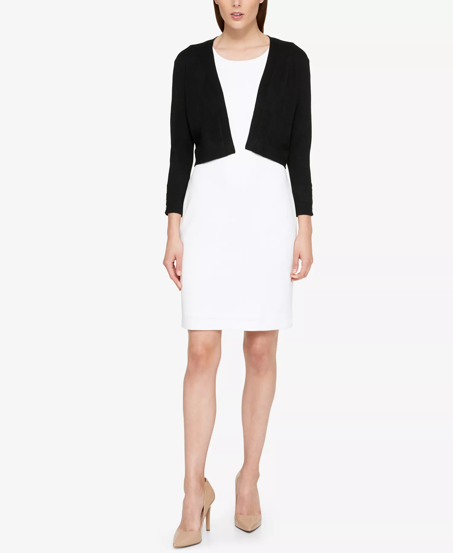 Women's Button Sleeve 3/4 Sleeve Cardigan - Black - L