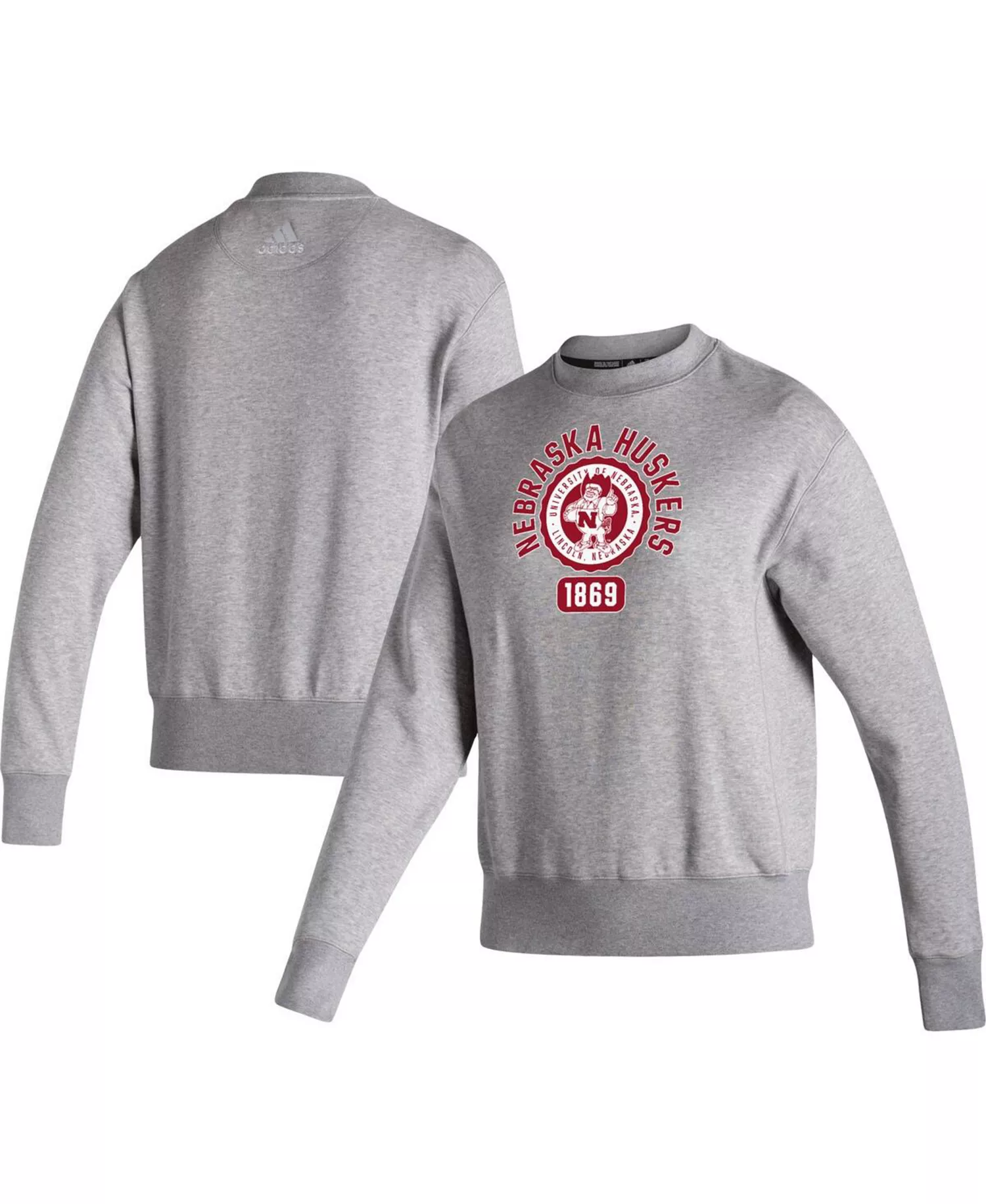 Women's Heathered Gray Nebraska Huskers Vintage-Like Circle Pullover Sweatshirt - Heather Gray - S