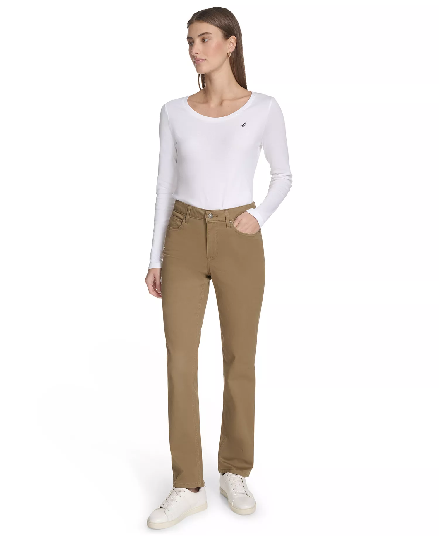 Women's Solid Stretch Full-Length Jeans - Barley - 10