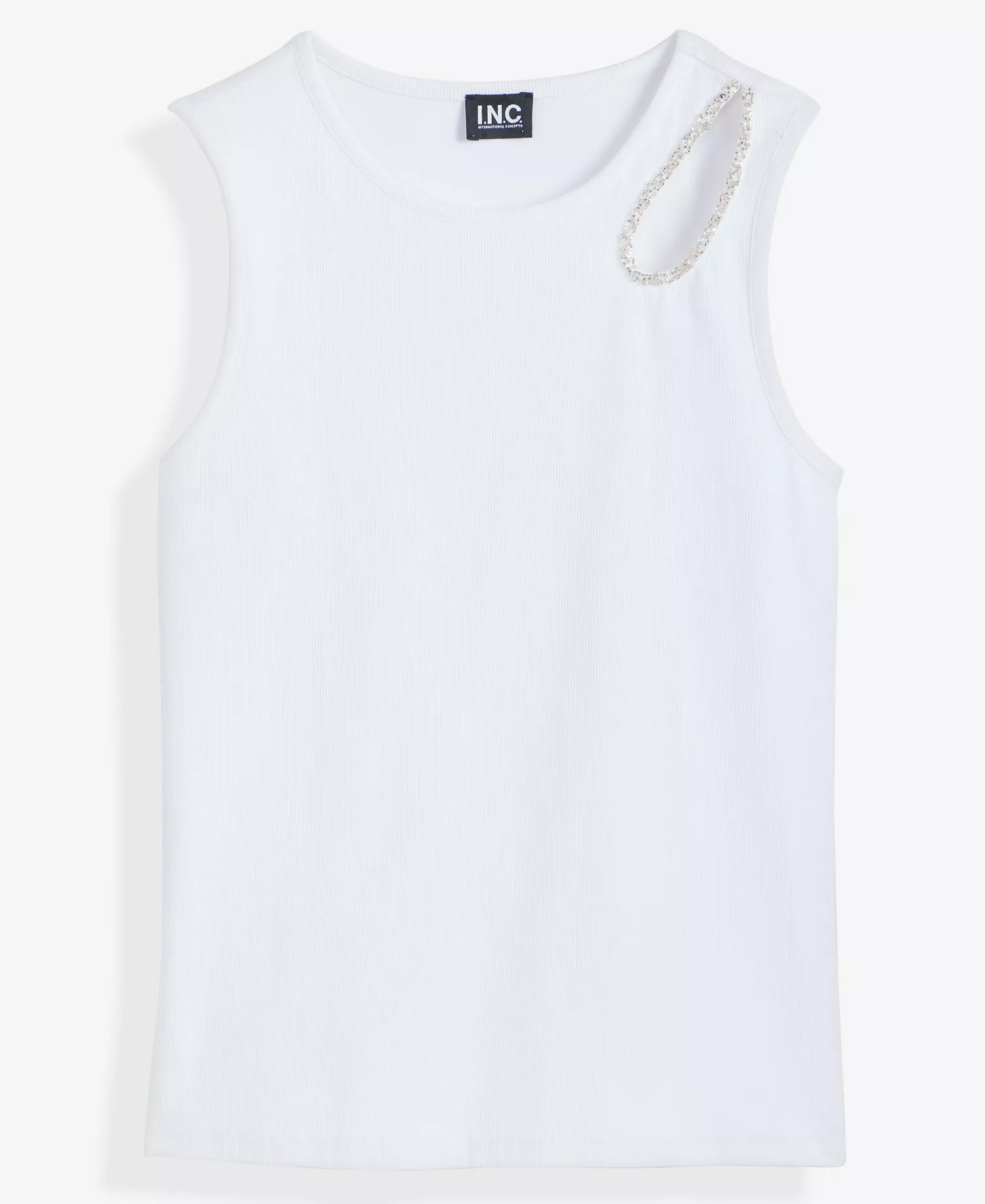 Women's Embellished Cutout Sleeveless Top, Macy's Exclusive - Bright White - L