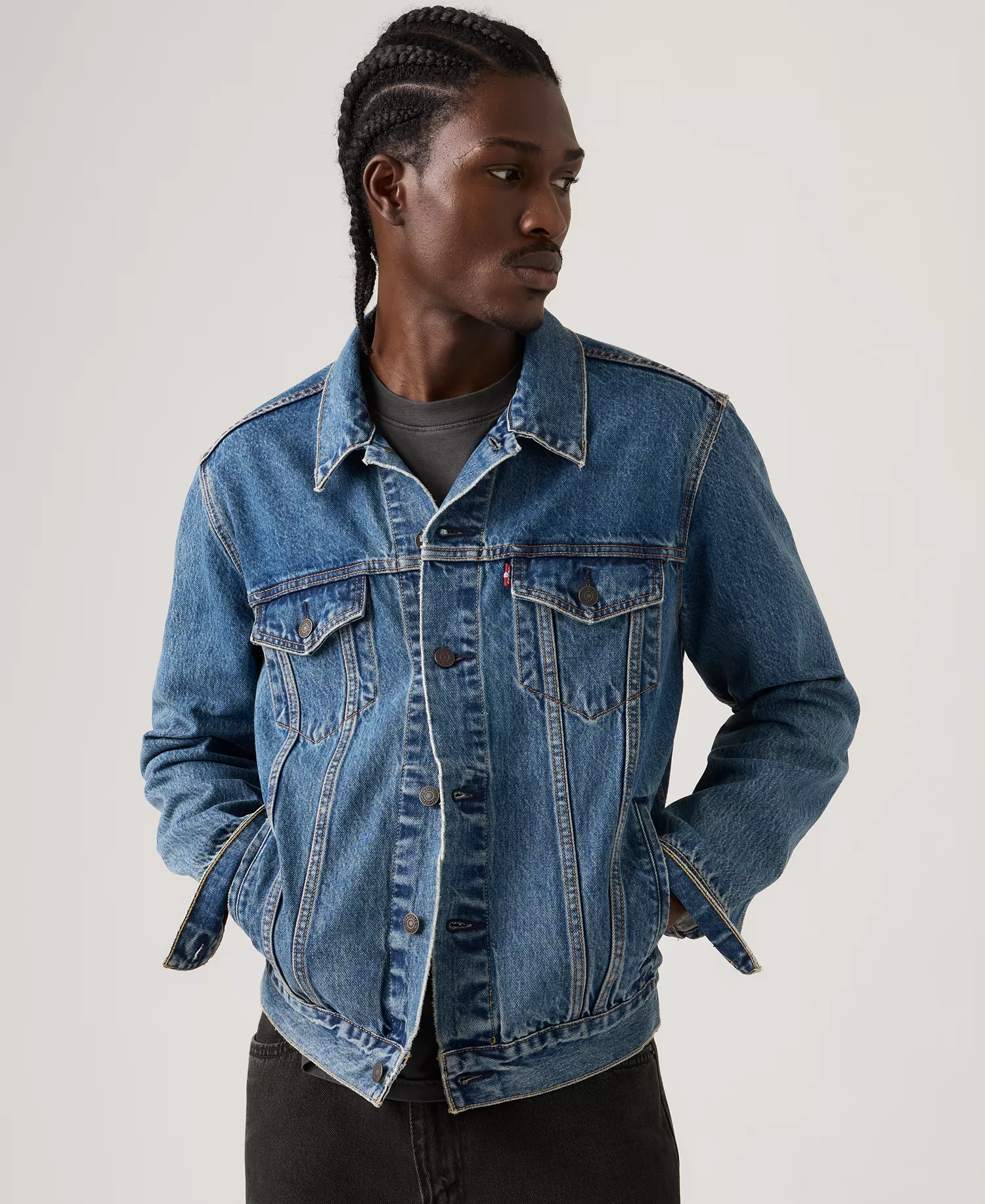 Men's Regular-Fit Denim Trucker Jacket, Classic Western Shirt & Tapered Jogger Pants - Rinse - 2XL