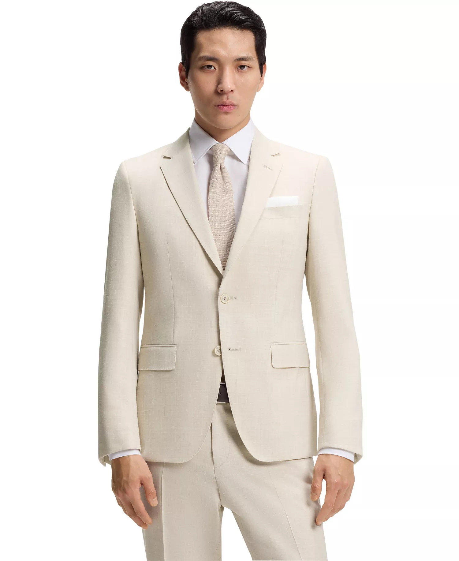 BOSS by Men's Micro-Patterned 2-Piece Slim-Fit Suit - Open Beige - 36R