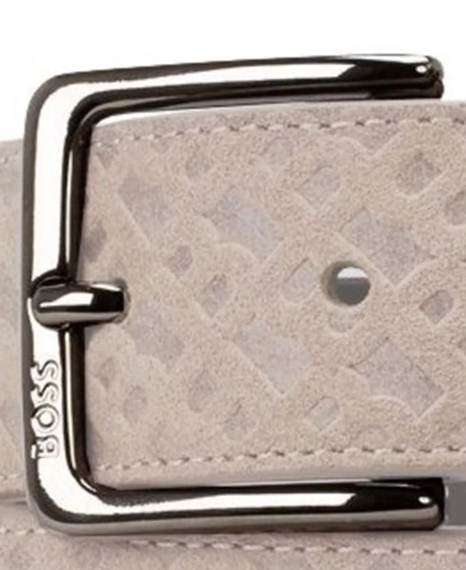 Hugo Men's Engraved Logo Soft Suede Belt - Dark Beige - 34