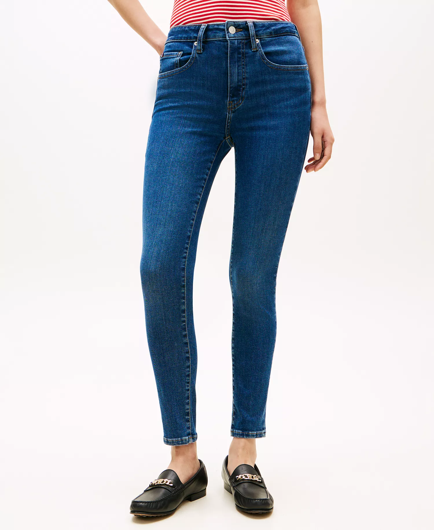 Women's Denim Dark Blue Skinny Ankle Jeans - Blue - 10