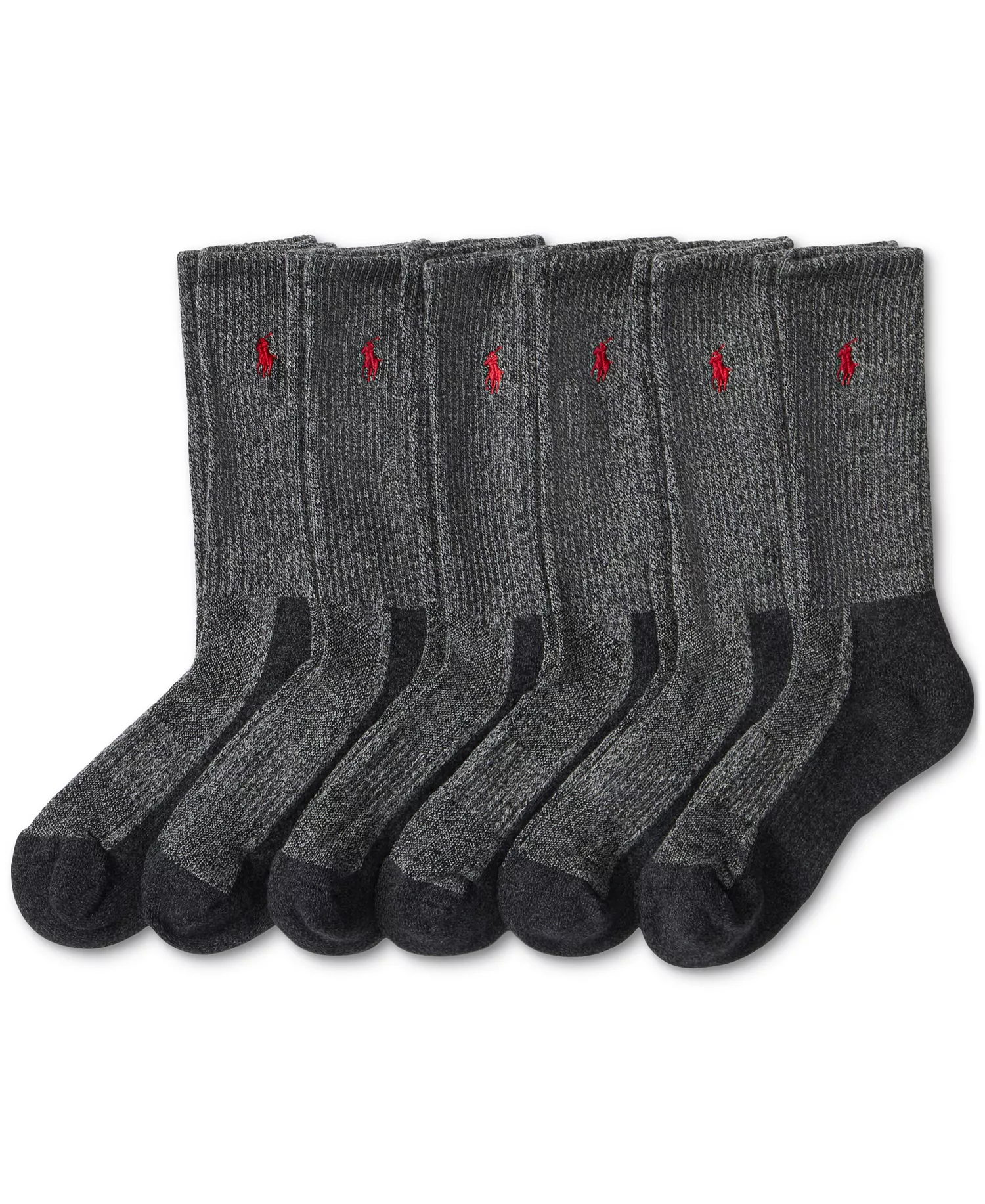 Men's 6-Pk. Performance Red Pony Crew Socks - Charh - 10-13