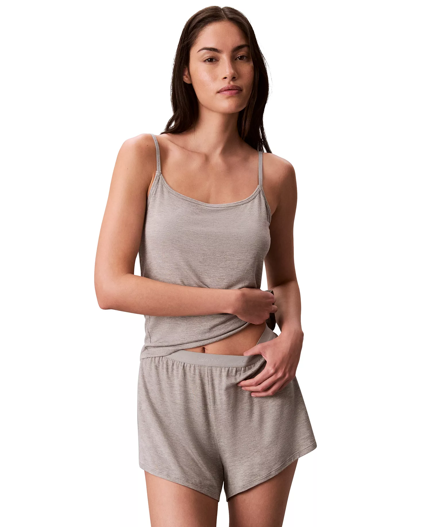 Women's Striped Pattern Sleep Shorts - Gray Heather - L