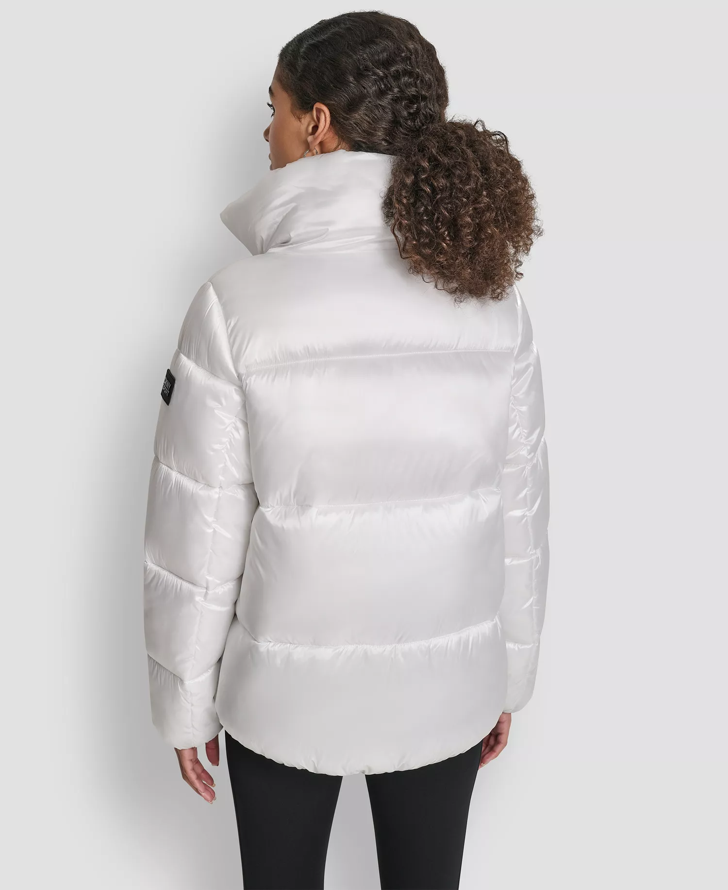 Women's Quilted Puffer Interior Placket Logo Jacket - Liquid White - L