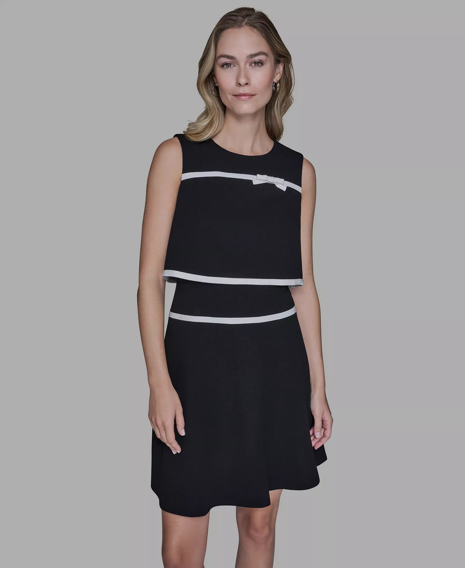 Women's Crew Neck Dress - Black/ Soft White - 10