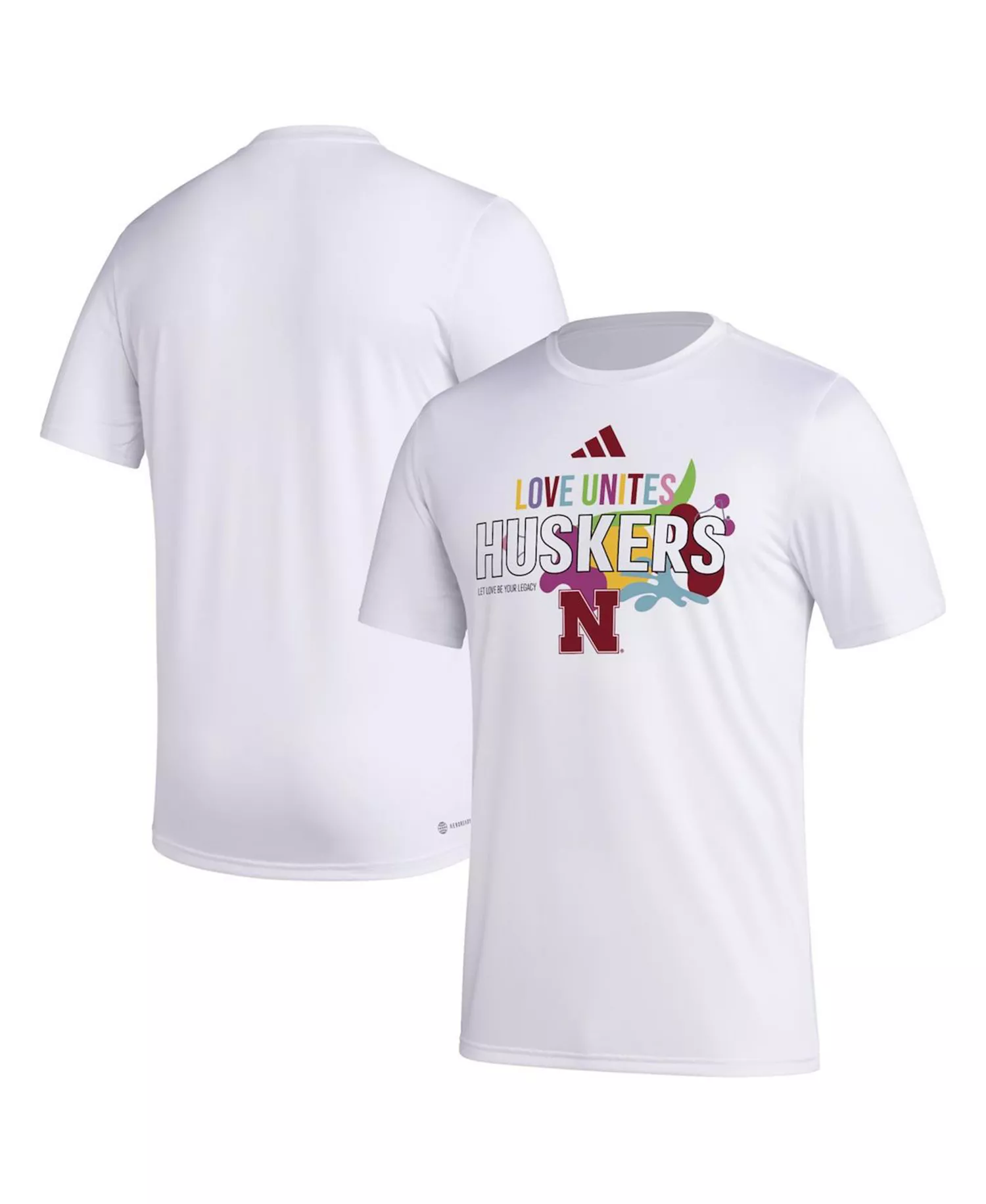 Men's x Rich Mnisi Pride Collection White Nebraska Huskers Pregame AEROREADY T-Shirt - White - 2XL