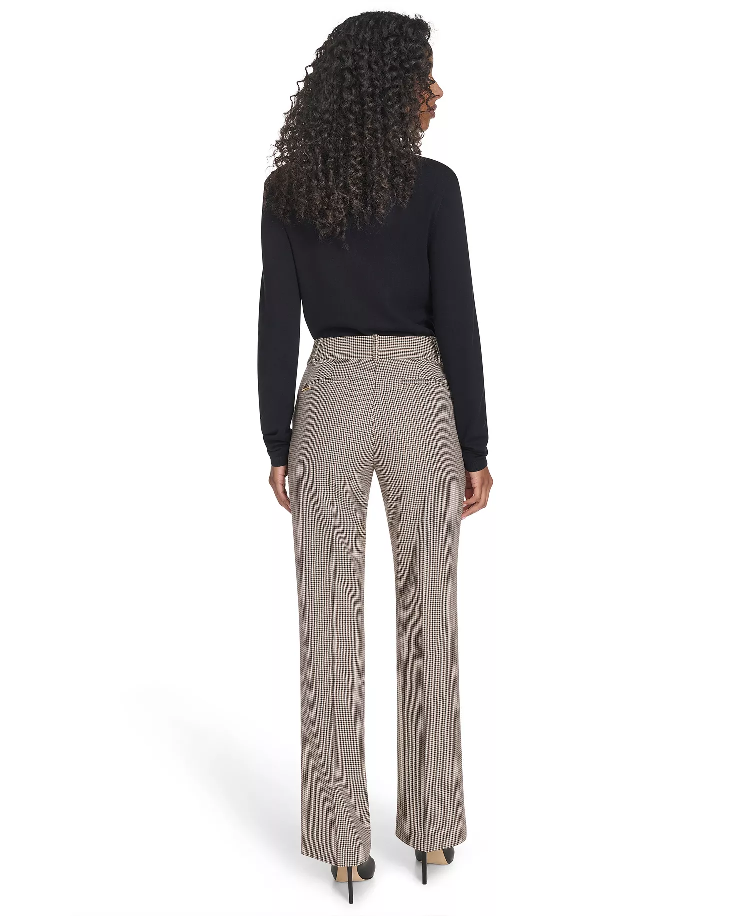 Women's Houndstooth Bootcut Trousers - Khaki Multi - 16