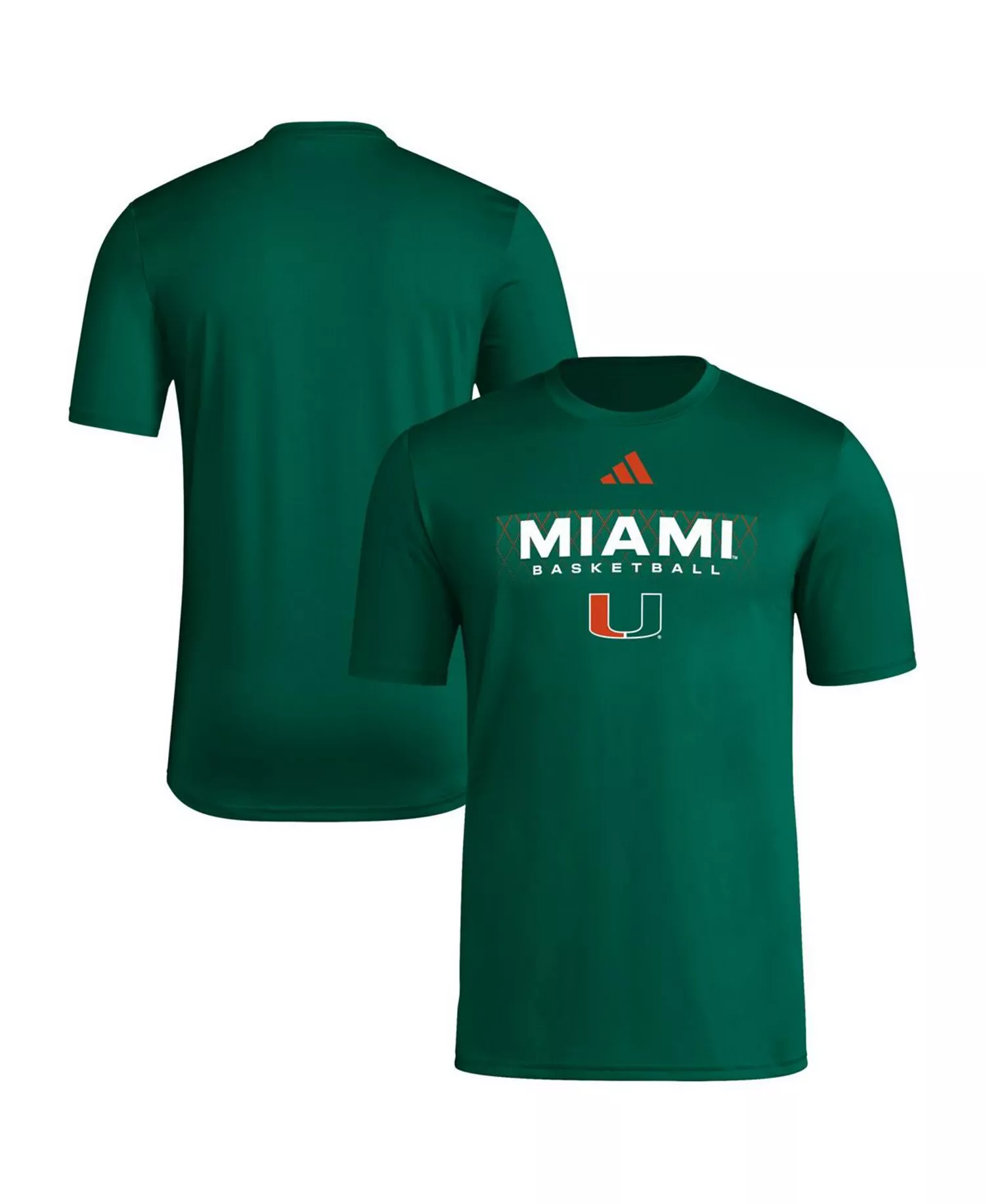 Men's Green Miami Hurricanes Basketball Locker On-Court In The Fade Pregame AEROREADY T-Shirt - Green - XL