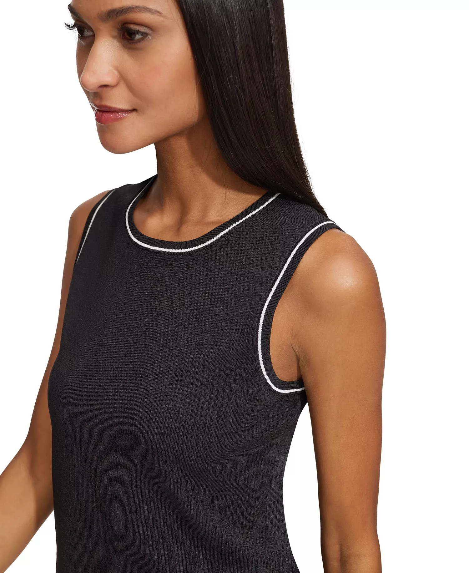 Women's Knit Tank Top - Black/Soft White - L