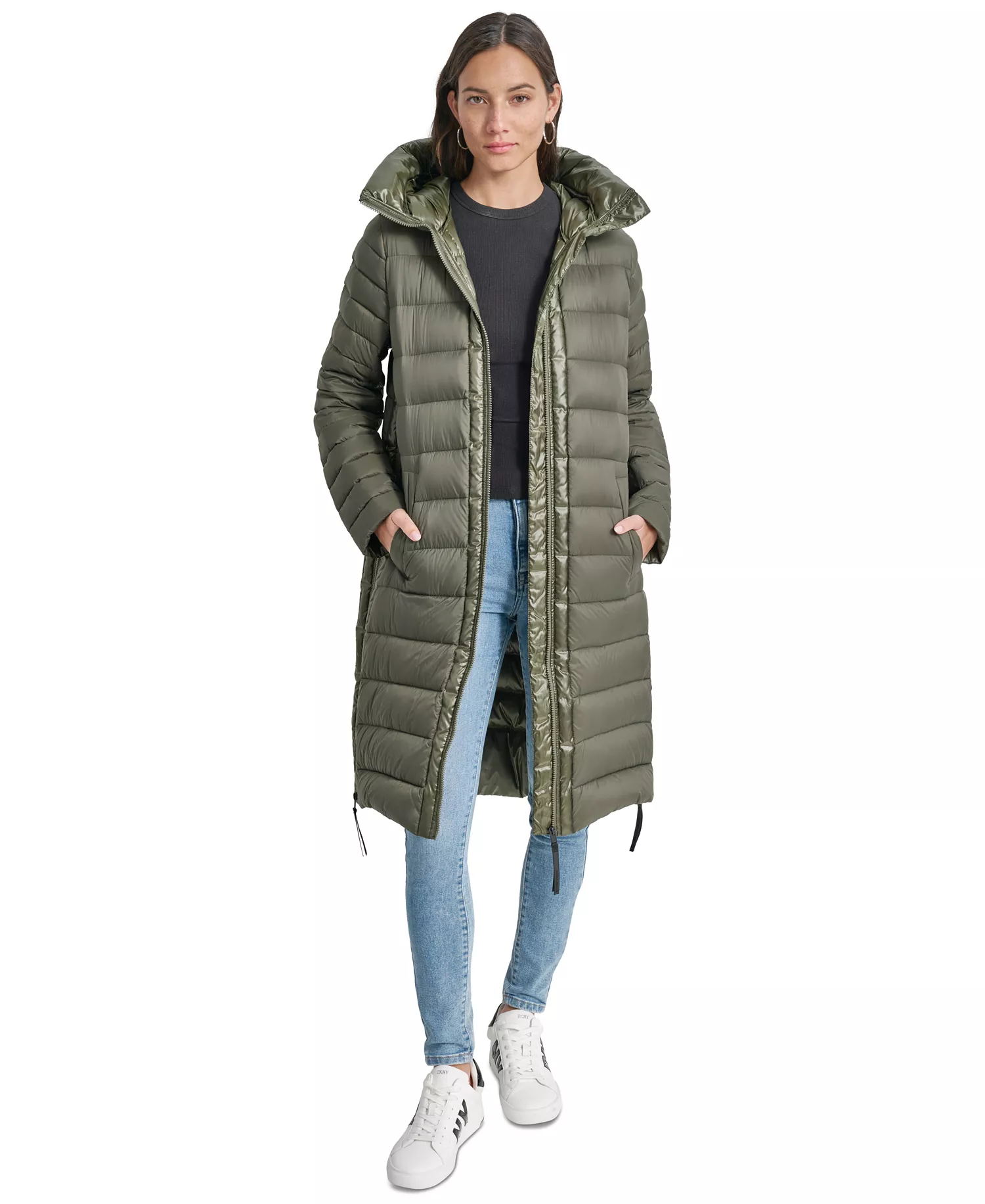 Women's Down Quilted Hooded Puffer Coat - Hemlock - L