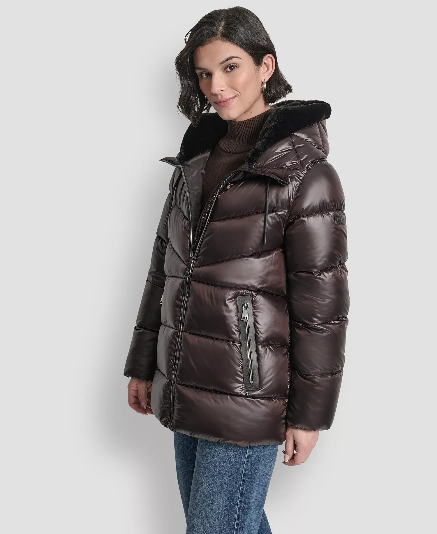 Women's Shine Hooded Puffer Coat - Bitter - L