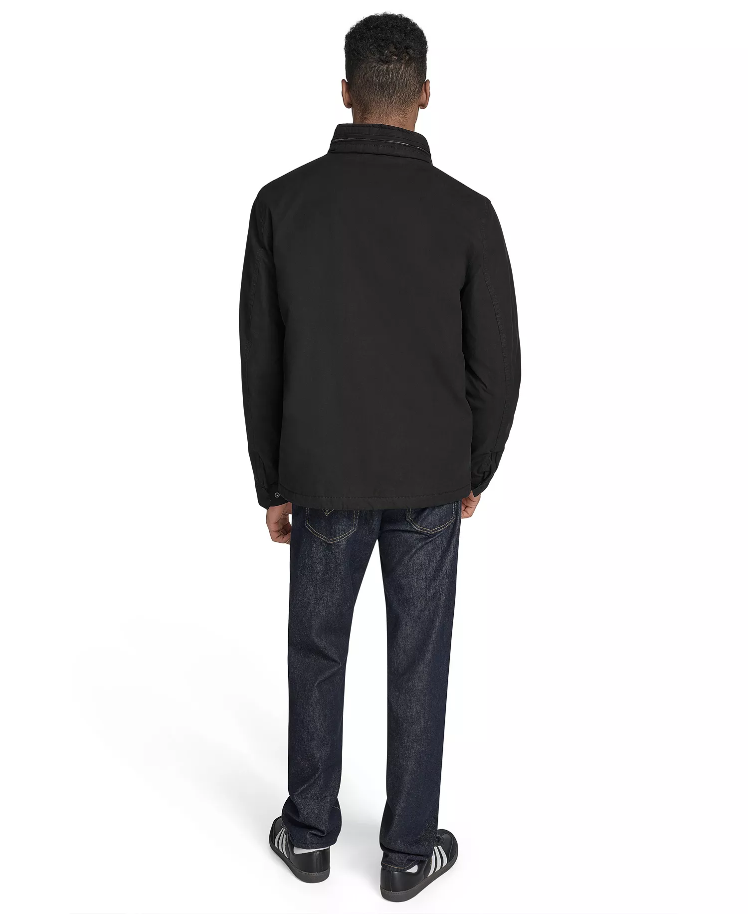 Men's Cotton Military Jacket - Black - L