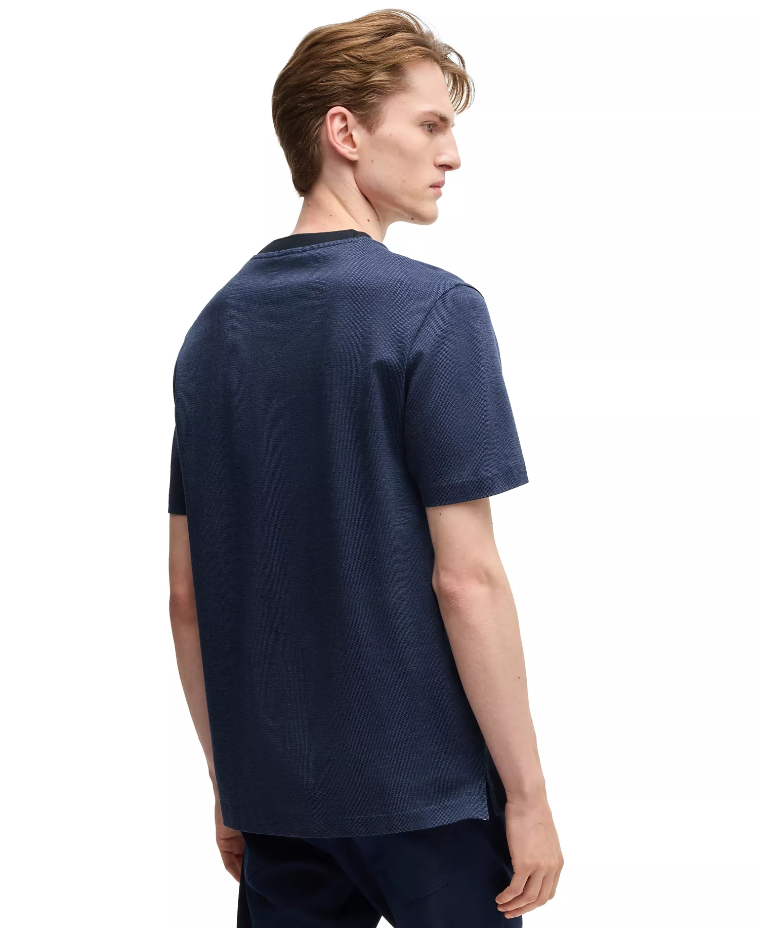 Men's Mercerised-Cotton T-Shirt - Dark Blue - M