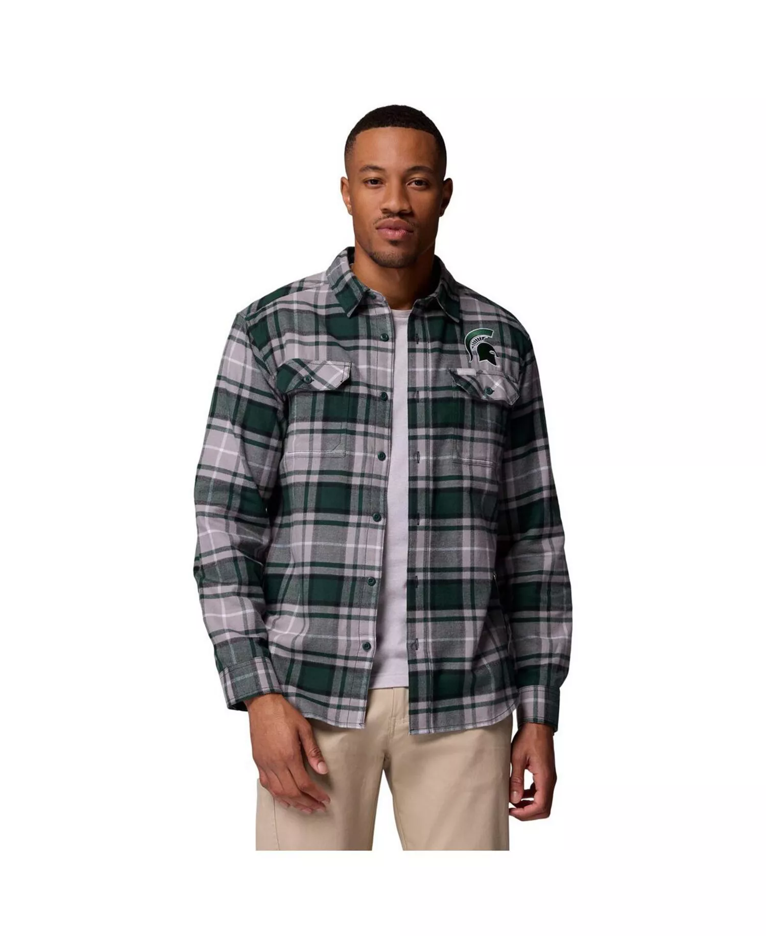 Men's Green Michigan State Spartans Flare Gun Omni-Wick Flannel Long Sleeve Button-Up Shirt - Green - L