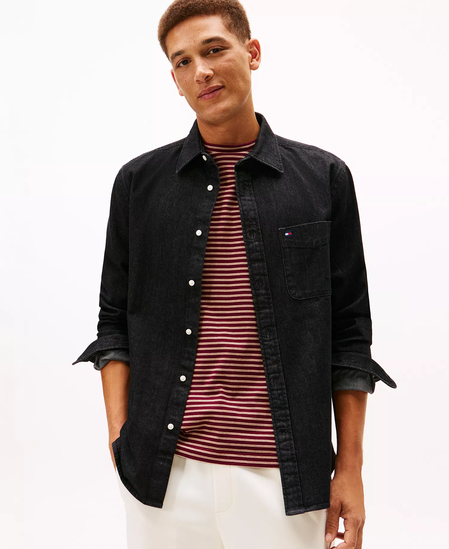 Men's Denim Long-Sleeve Shirt - Black Denim - L