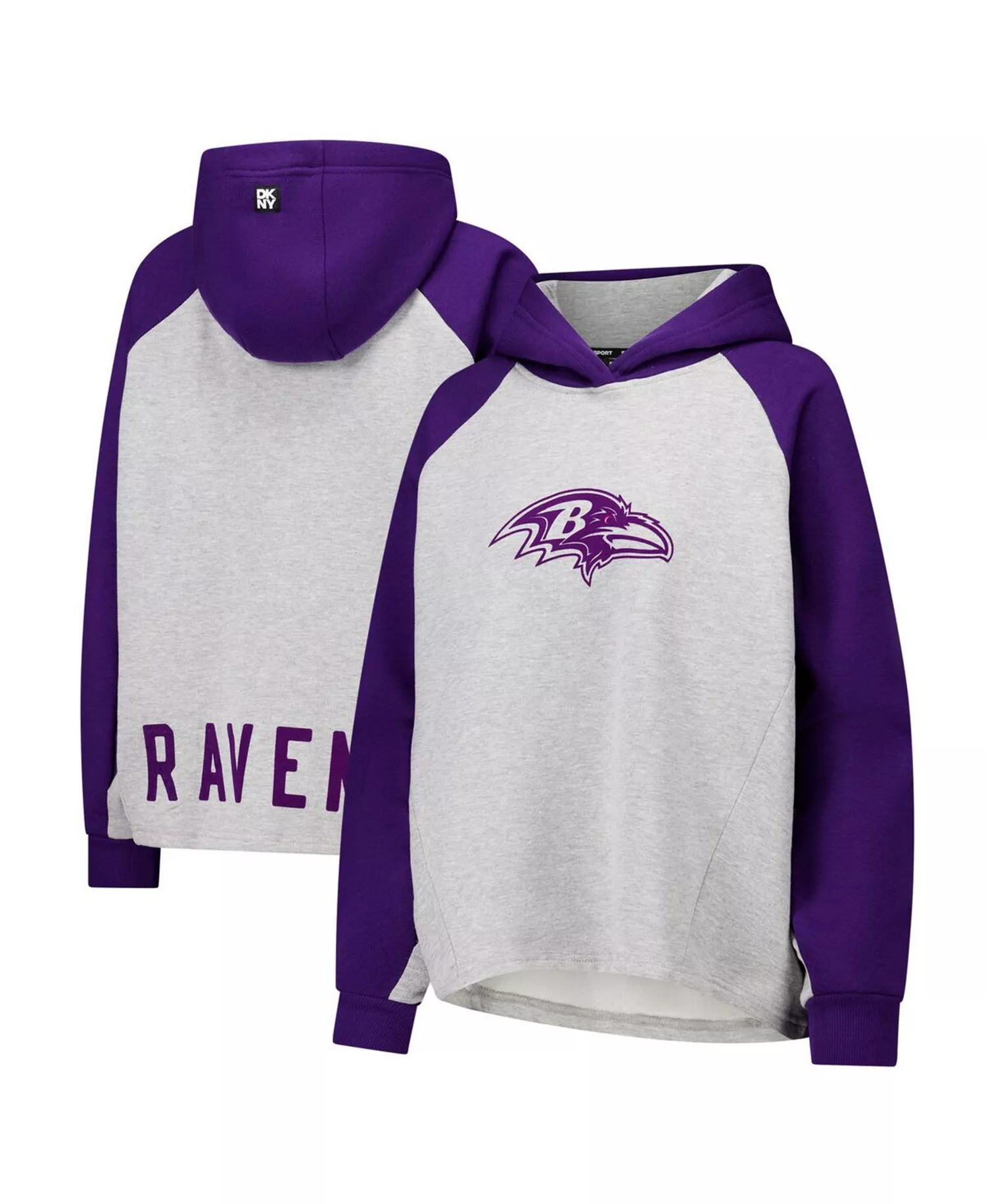 Women's Gray/Purple Baltimore Ravens Joy Cropped Raglan Pullover Hoodie - Gray, Purple - S