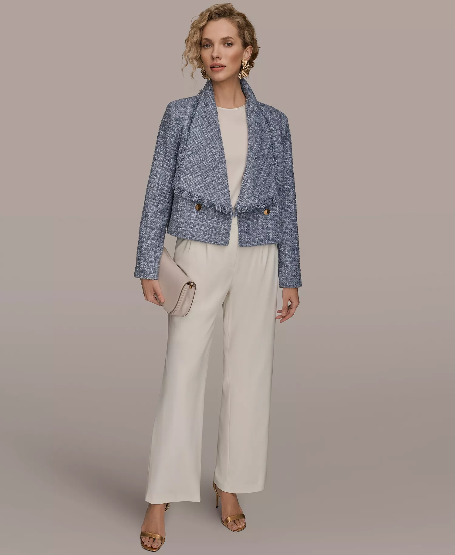 Women's Shawl Collar Fringe Detail Wrap Jacket - Tempest - 10