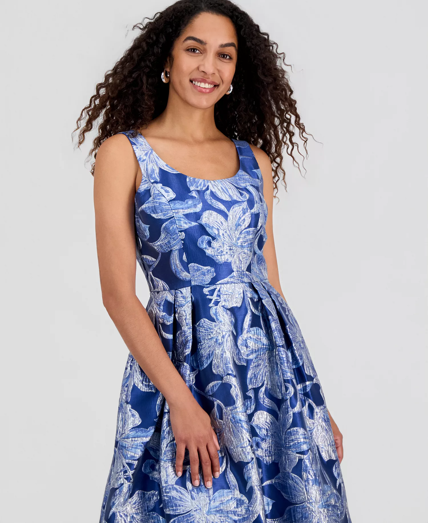 Women's Brocade Sleeveless Midi Dress - RIVERSIDE - 10