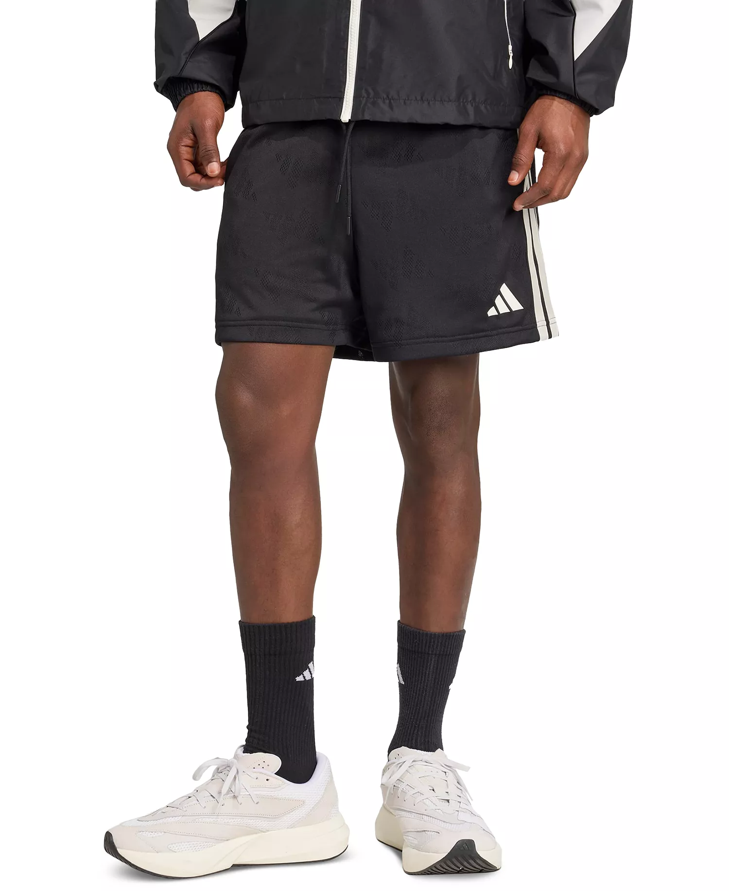 Men's Stadium 3-Stripes Jacquard Sportswear Drawstring Shorts - Black - 2XL