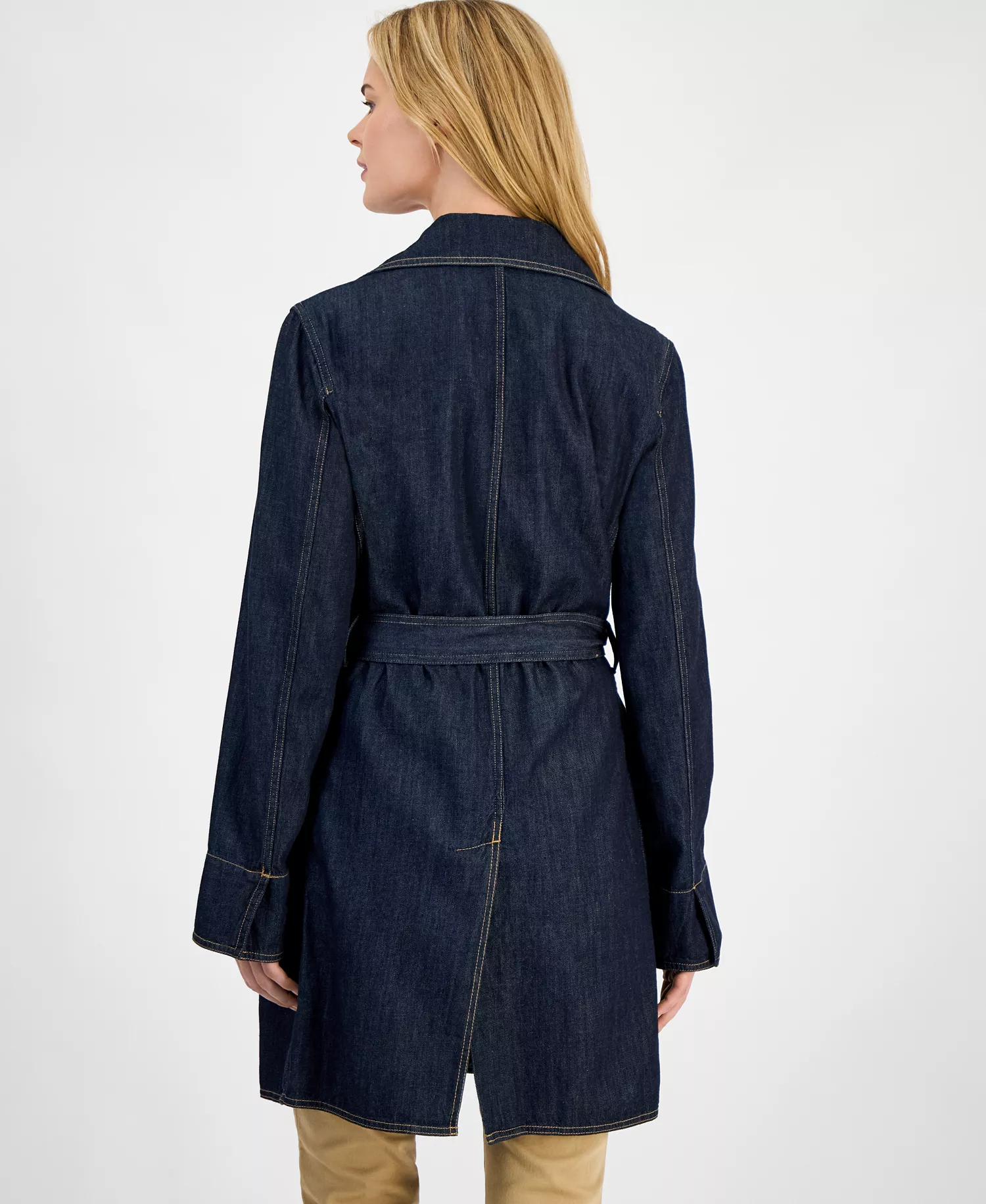Women's Denim Trench Coat - Rinse - L