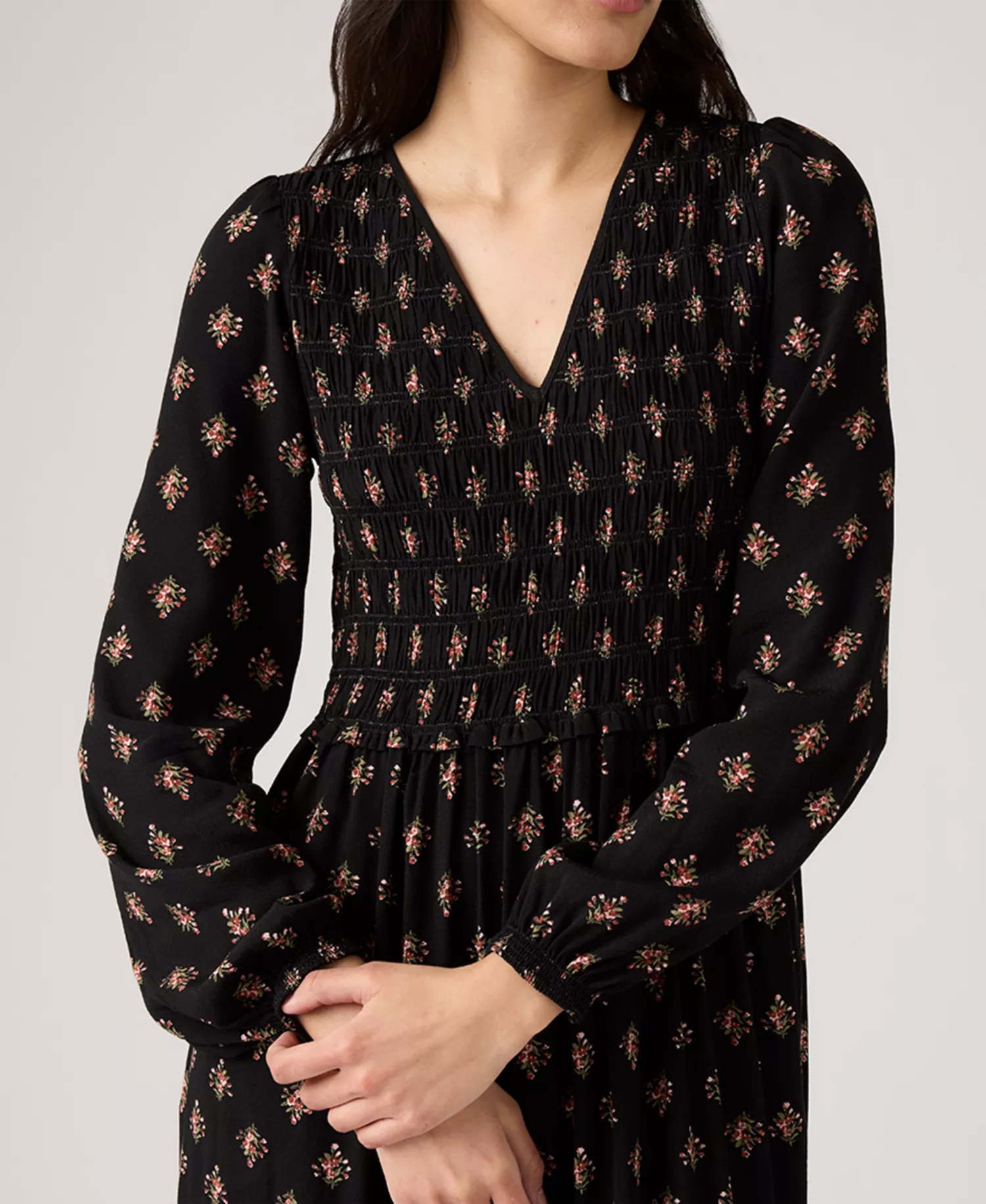 Women's Esme Long Sleeve Midi Dress - Black multi - M