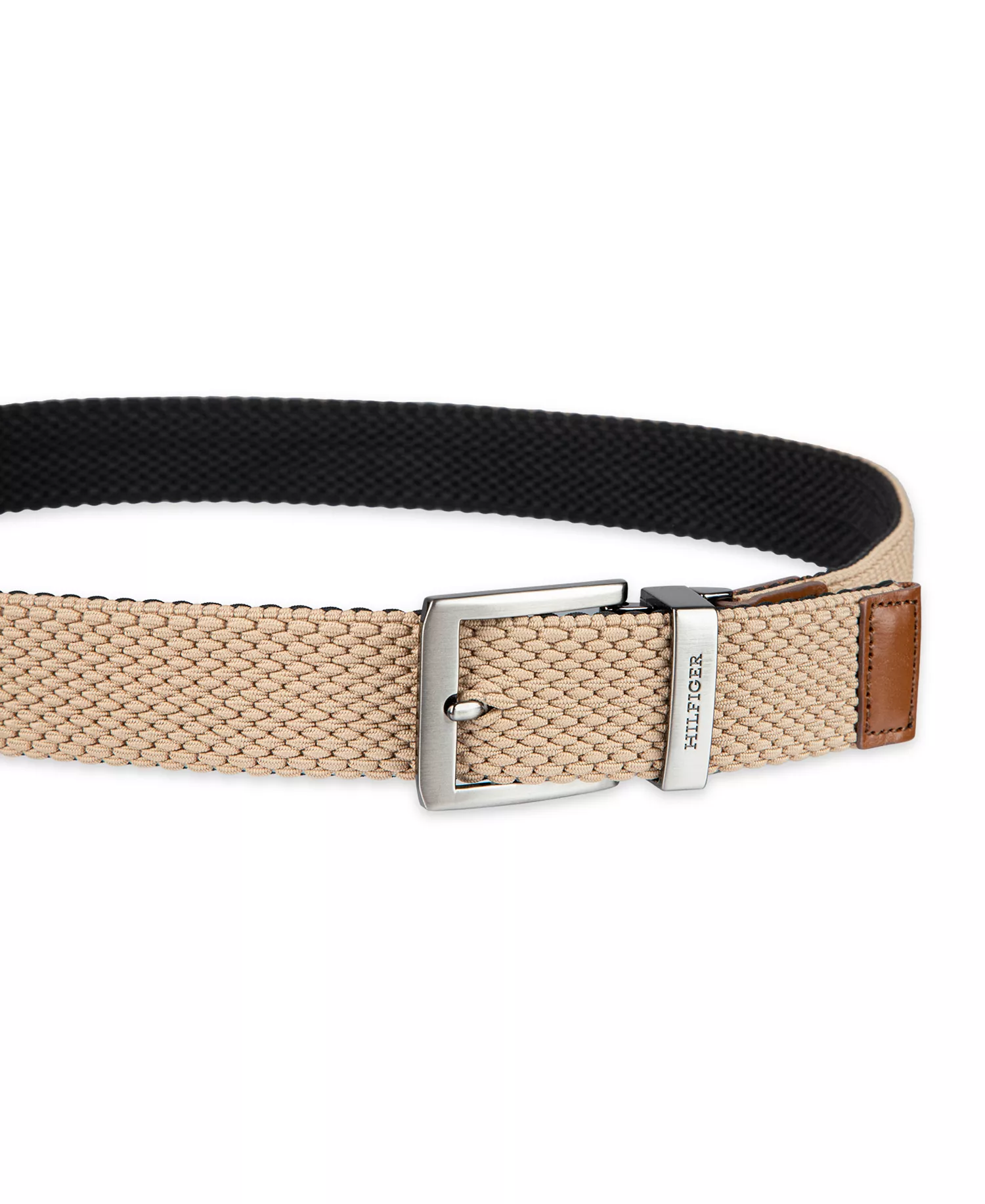 Men's Two-in-One Reversible Fully Adjustable Stretch Casual Cord Belt - Tan/Black - S (30-32)