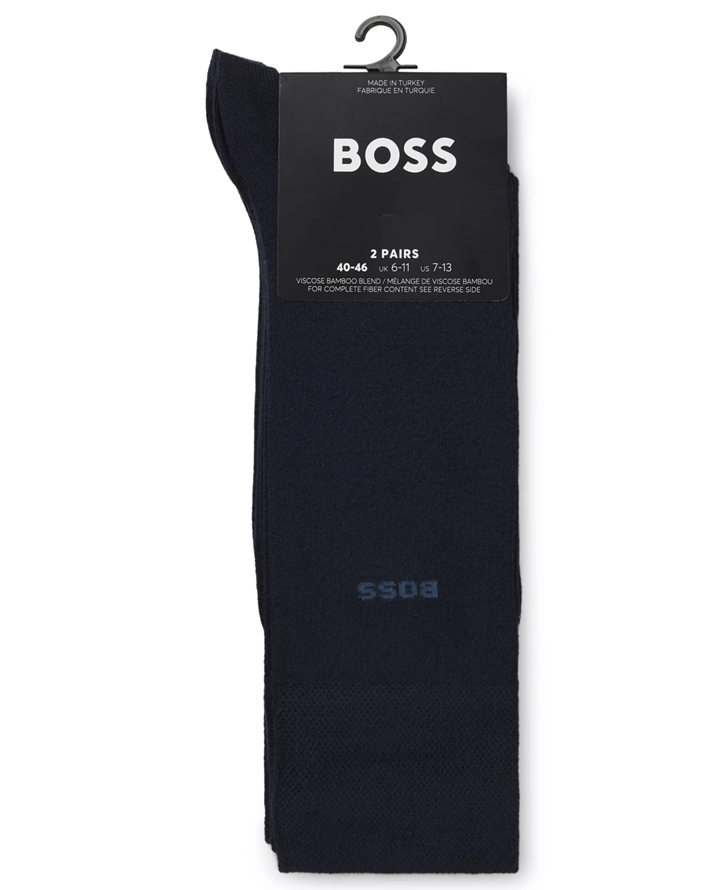 Men's 2-Pack Regular Length Solid Socks - Dark Blue - 10-13