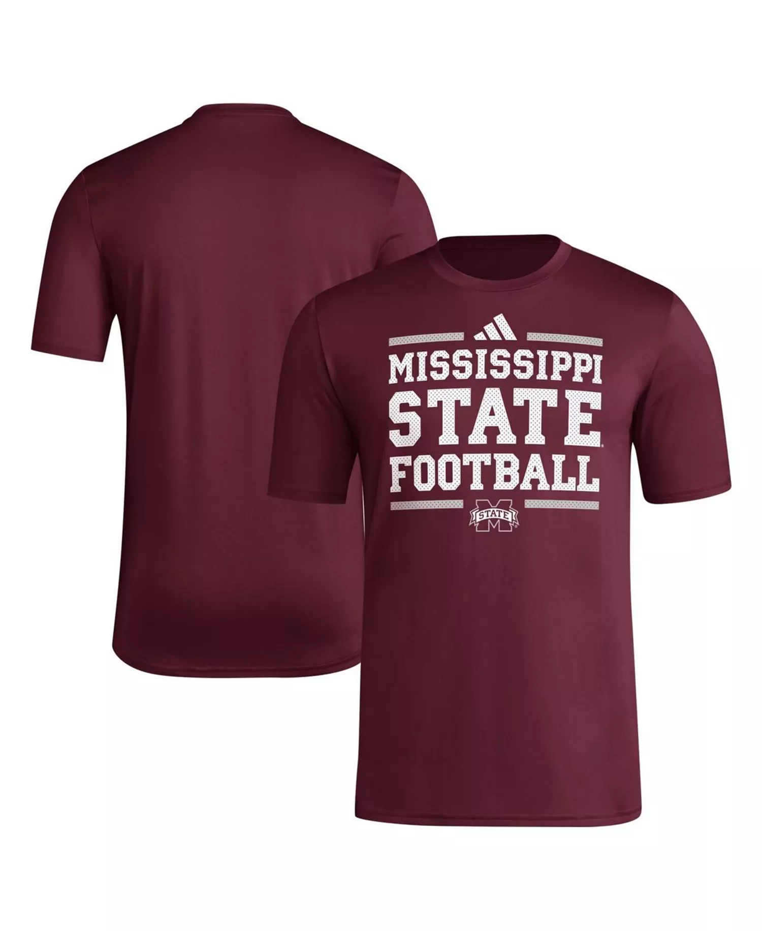 Men's Maroon Mississippi State Bulldogs Locker Football Pre-Game AEROREADY T-Shirt - Maroon - 2XL