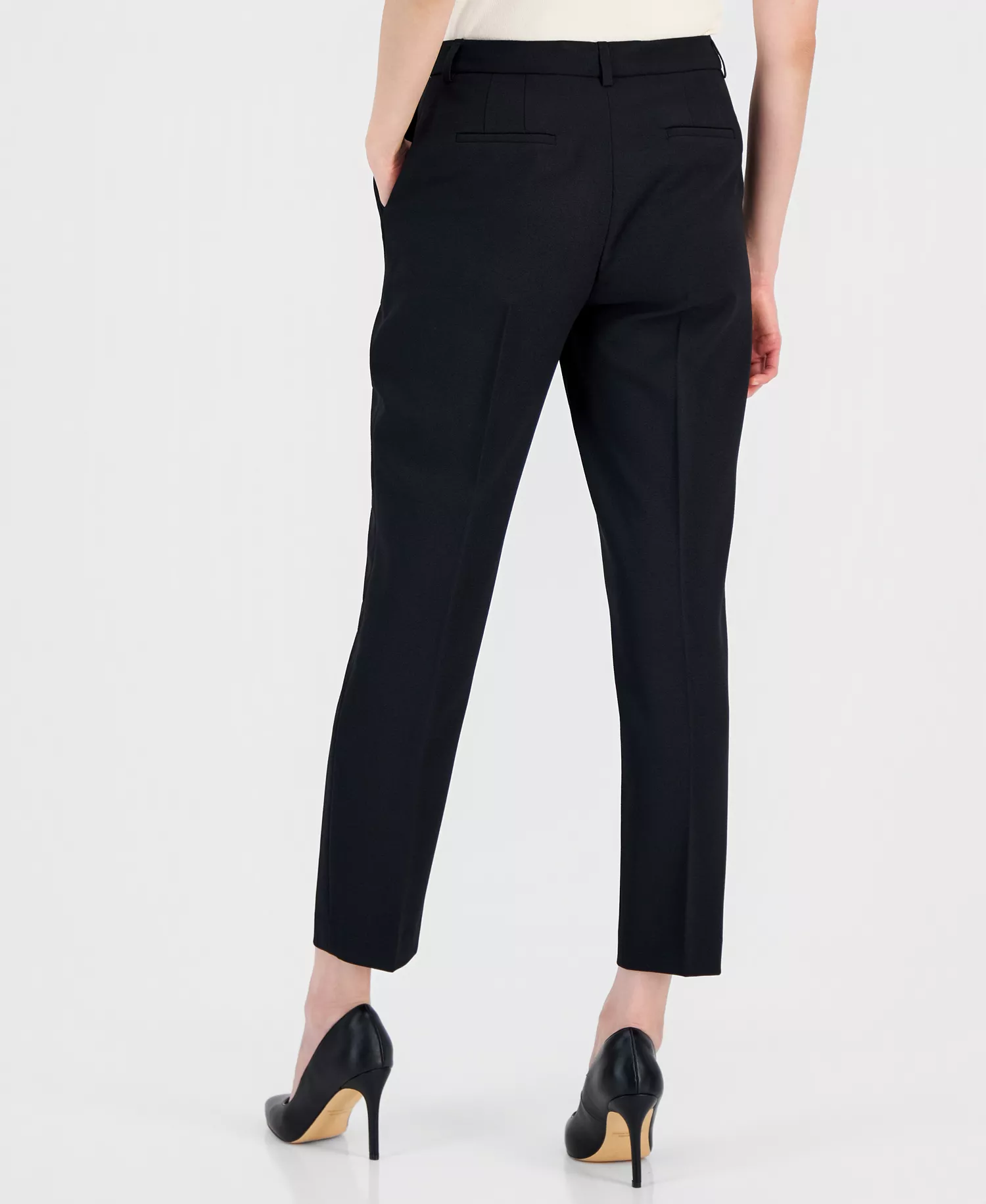 Women's Belted Asymmetrical Jacket & Slim-Fit Pantsuit Set - Black - 10