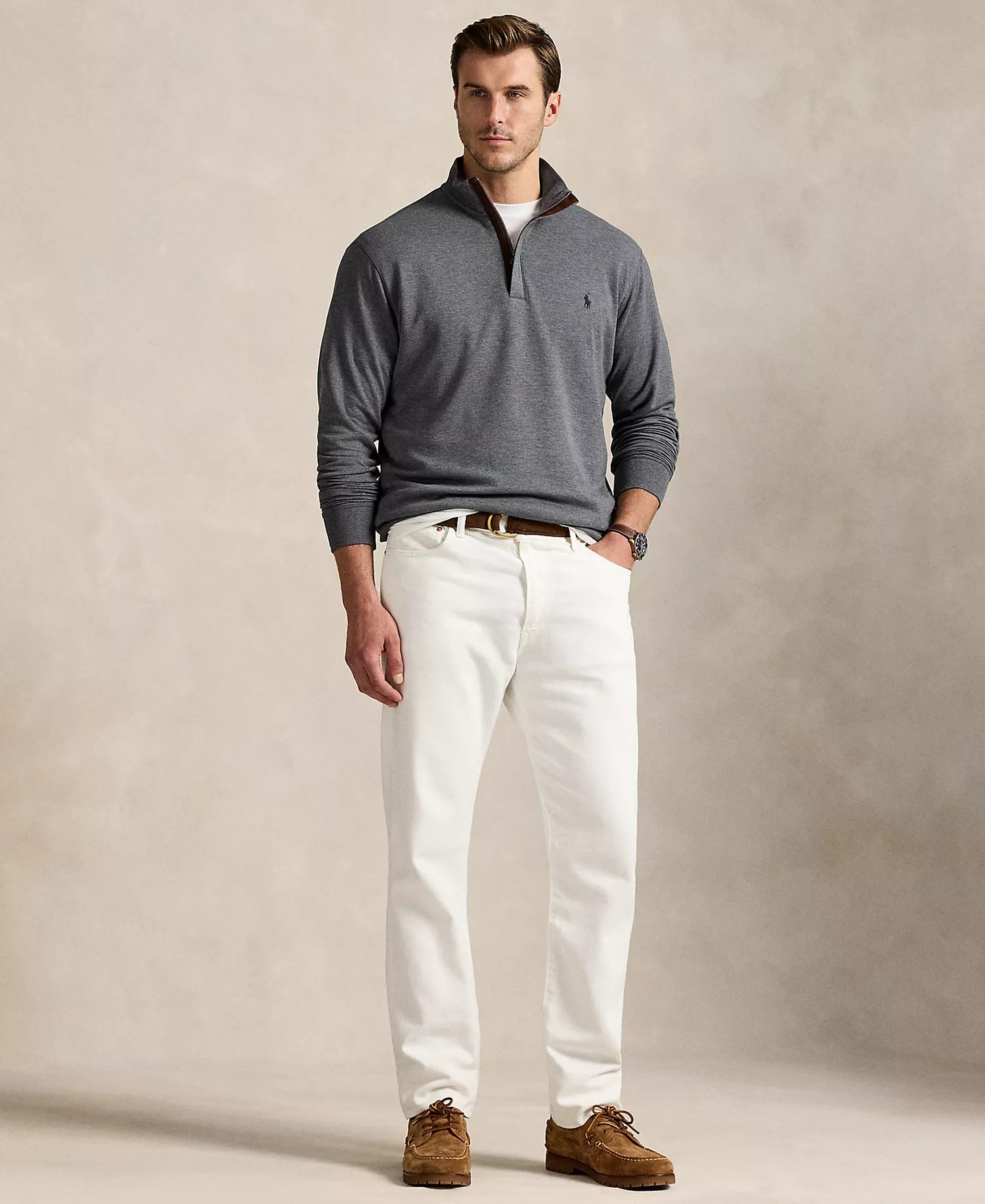 Men's Big & Tall Luxury Jersey Quarter-Zip Pullover - Barclay Heather - 4XB