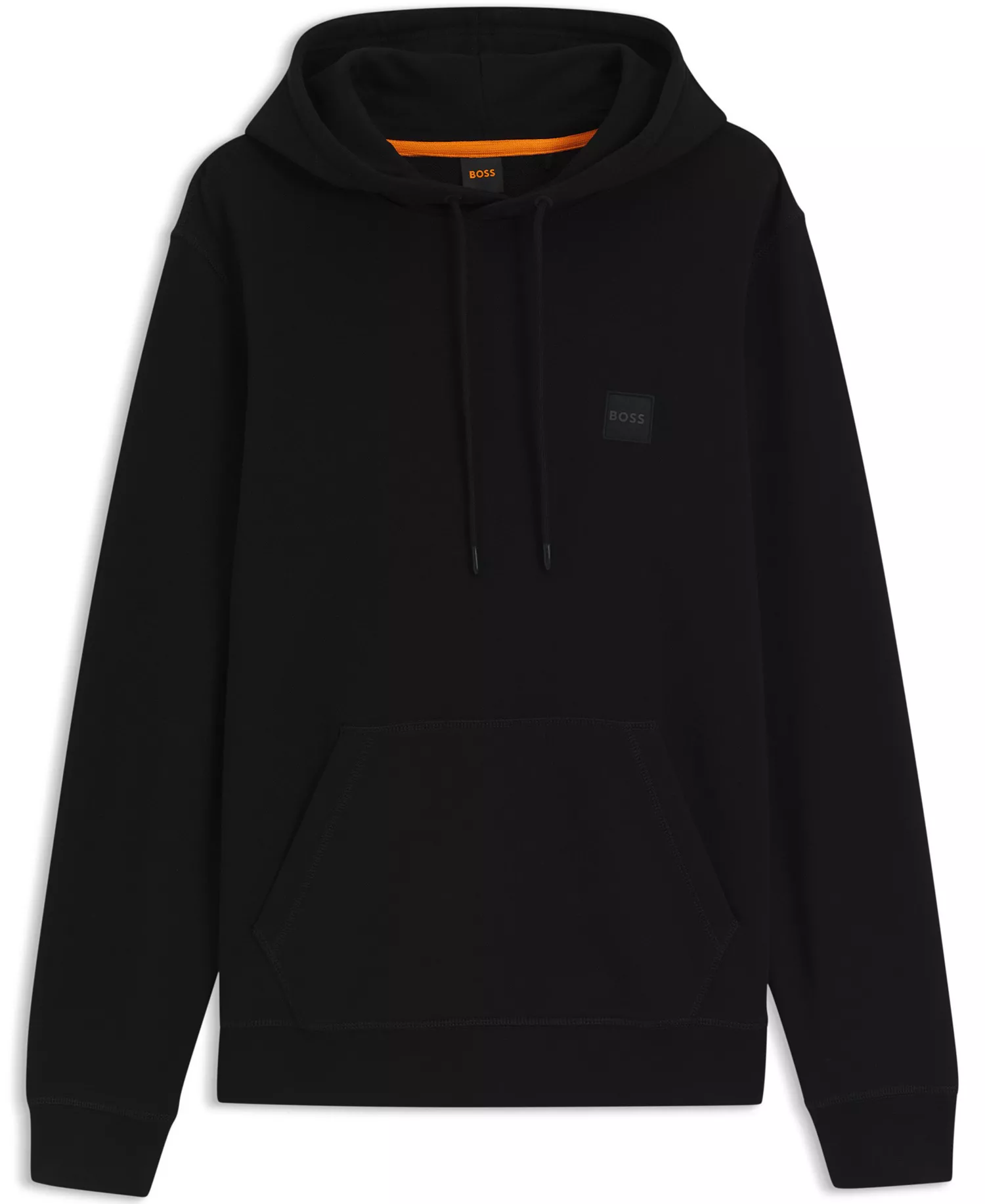 Men's Regular-Fit Cotton Terry Logo Patch Hoodie - Black - L