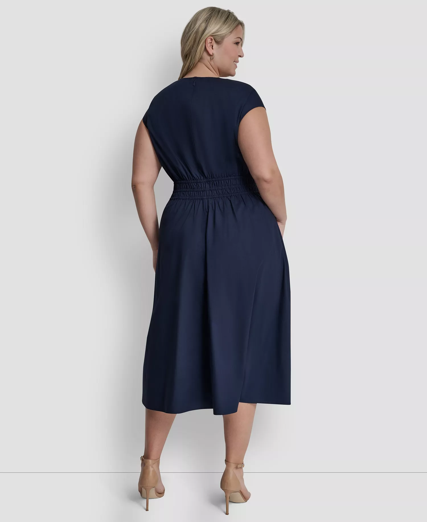 Plus Size Jewel Neck Midi Dress - Indigo - 14W