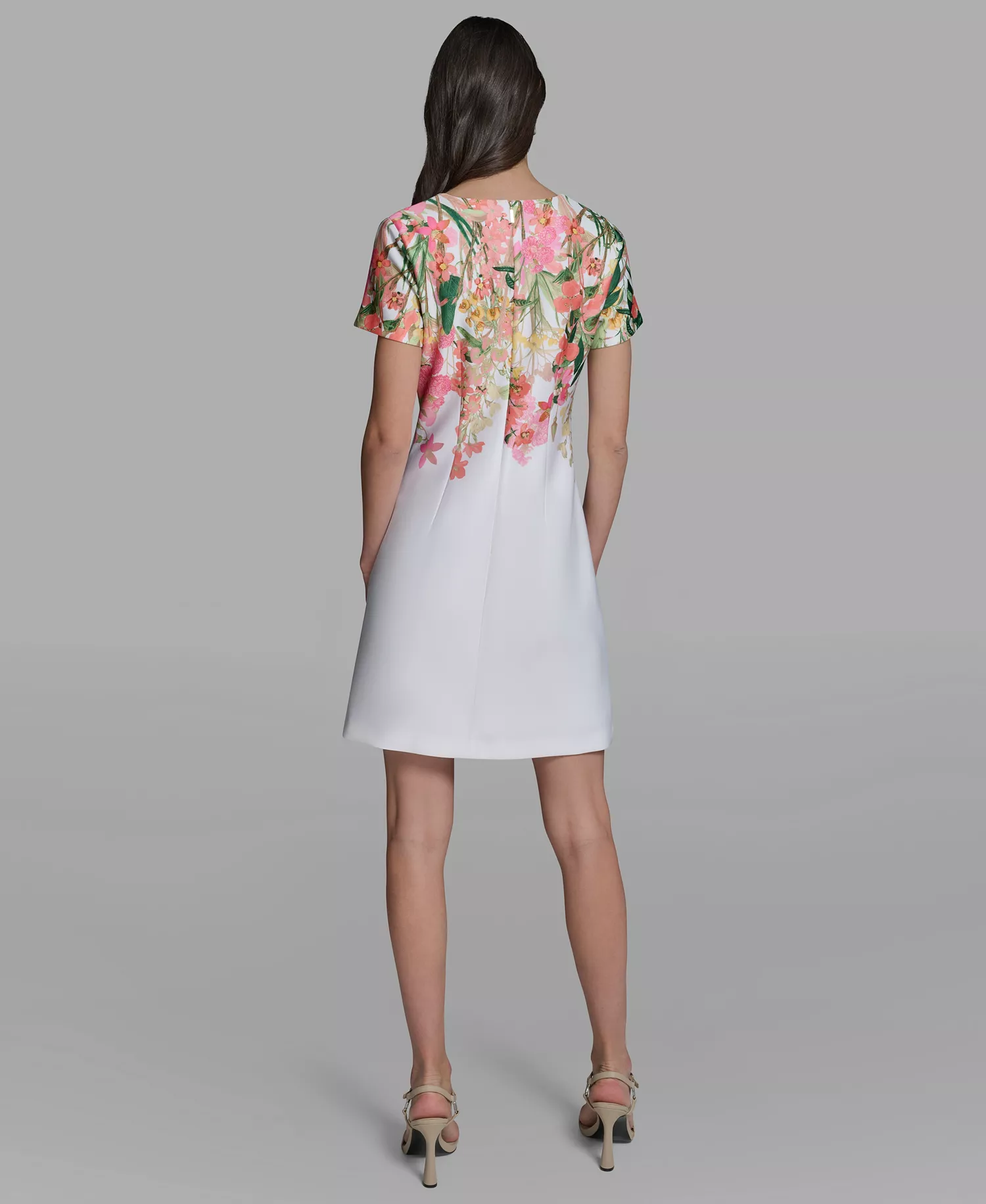 Women's Floral Border Square Neck Dress - Soft White Multi - 0