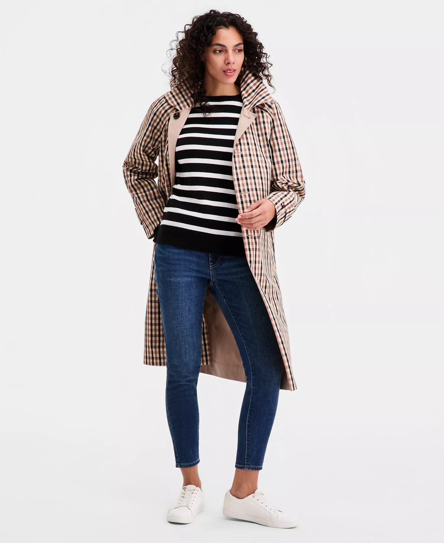 Women's Single-Breasted Raincoat - COUNTRY IVORY - L