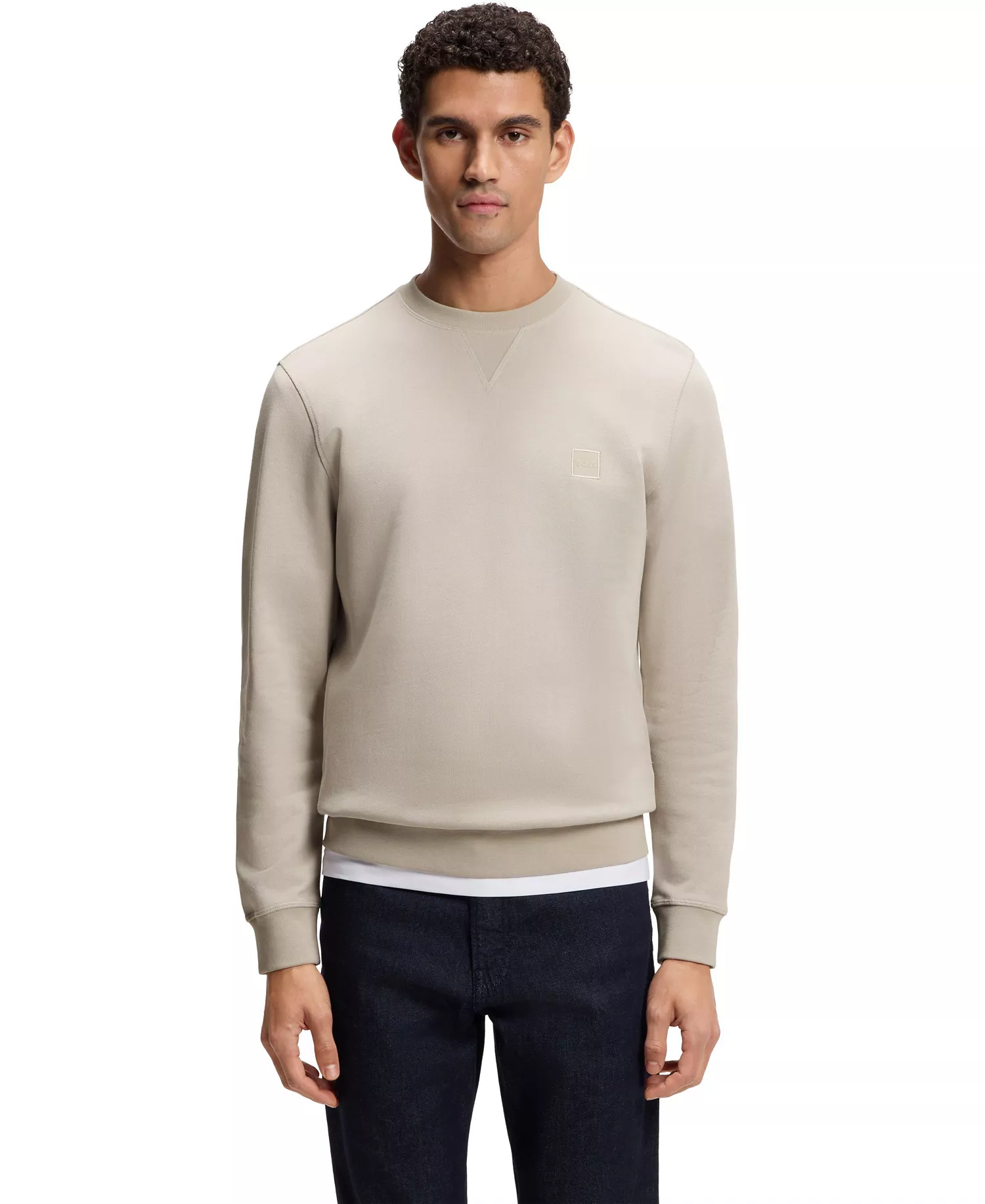 Men's Cotton-Terry Logo Patch Sweatshirt - Open Gray - L