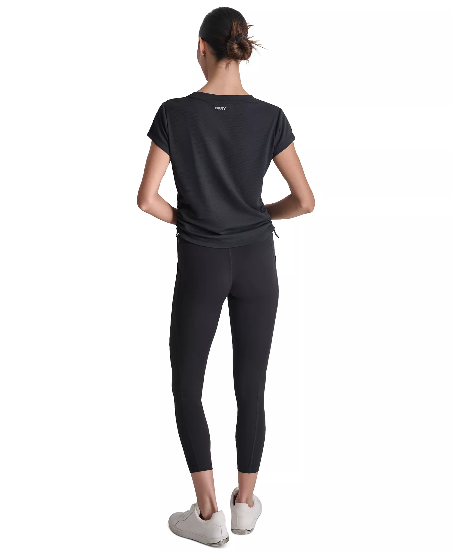 Women's Ruched Side Seams V-Neck Tech T-Shirt - Black - L