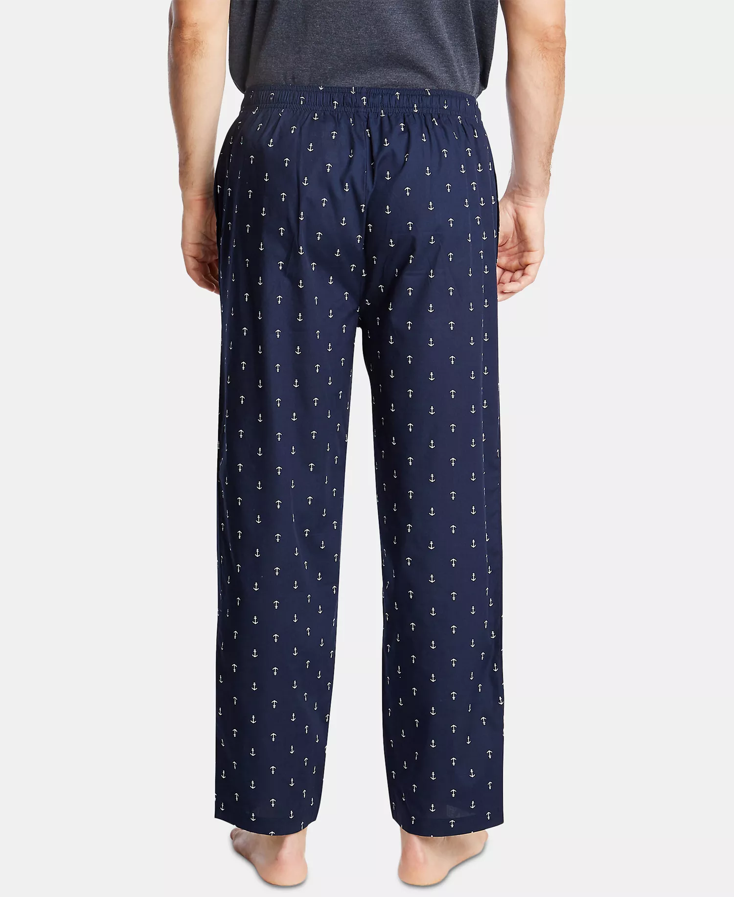 Men's Cotton Anchor-Print Pajama Pants - Maritime Navy - S