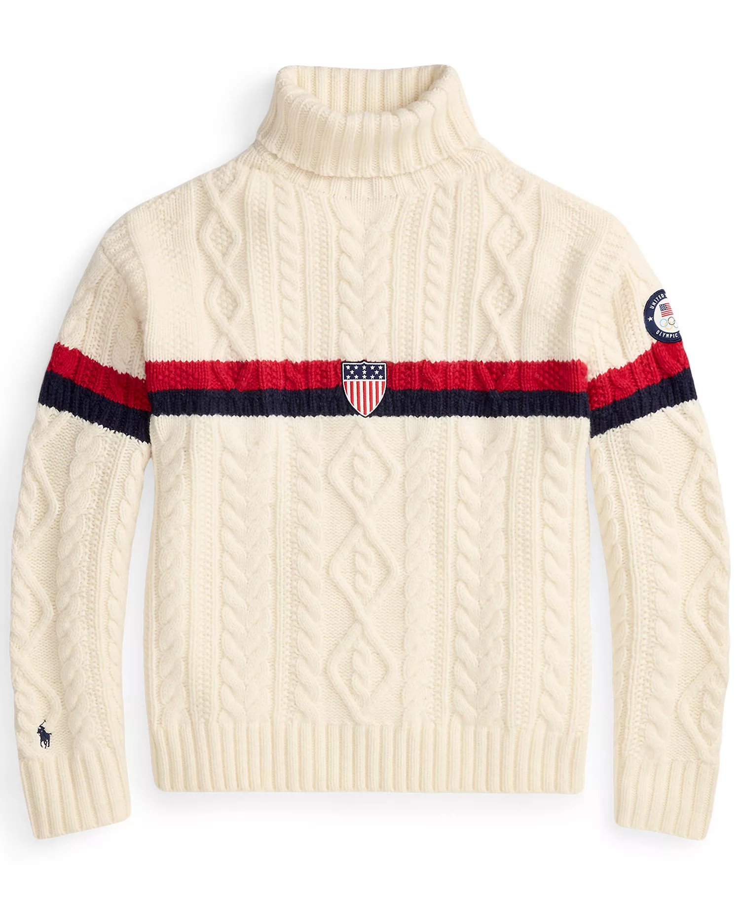 Team USA Wool Turtleneck Sweater - Cream Combo - XL