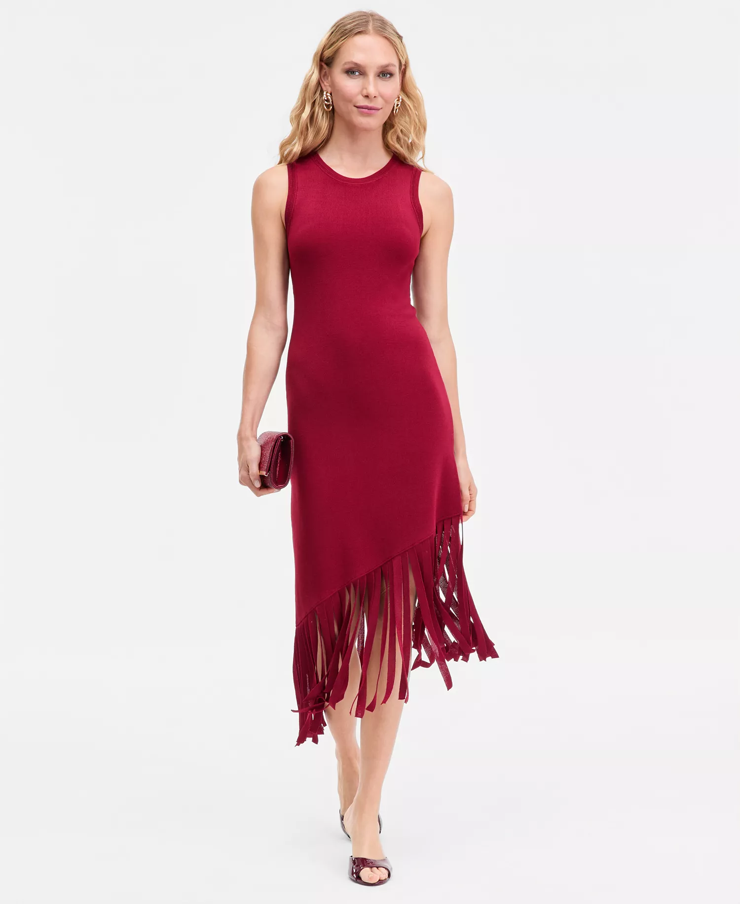 Women's Asymmetrical Hem Sweater Dress, Macy's Exclusive - Bright Crimson - L