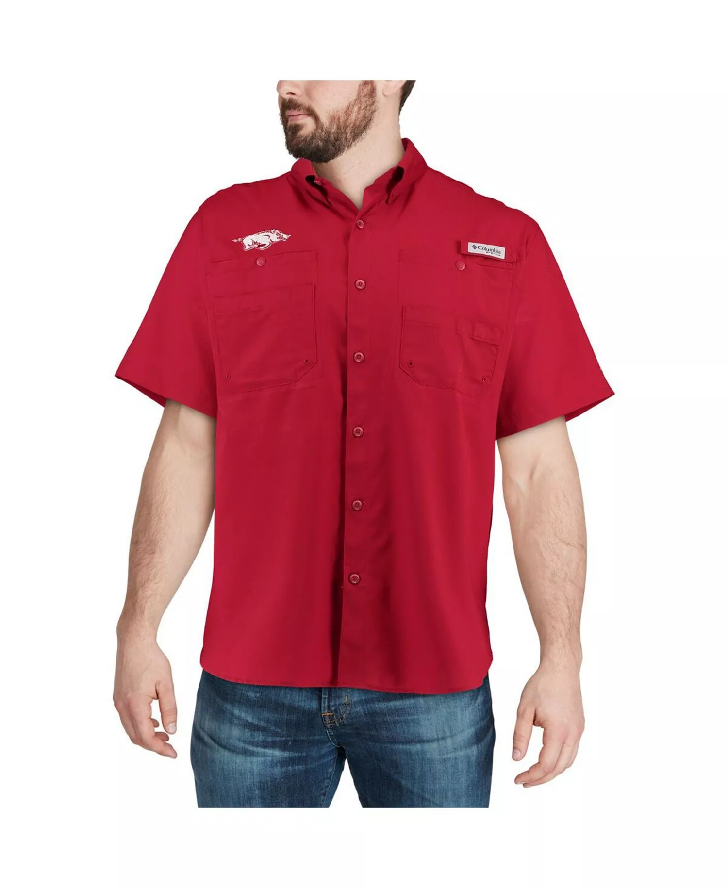 Men's Cardinal Arkansas Razorbacks PFG Tamiami Shirt - Cardinal - L