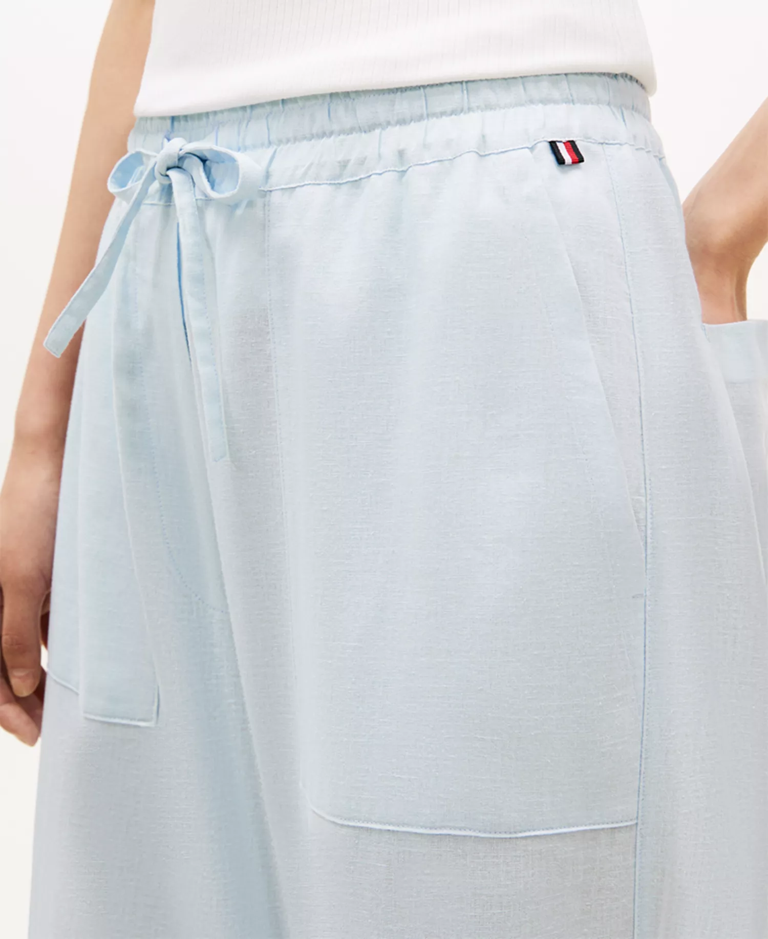 Women's Linen Wide-Leg Pull-On Pants - Breezy Blue - L