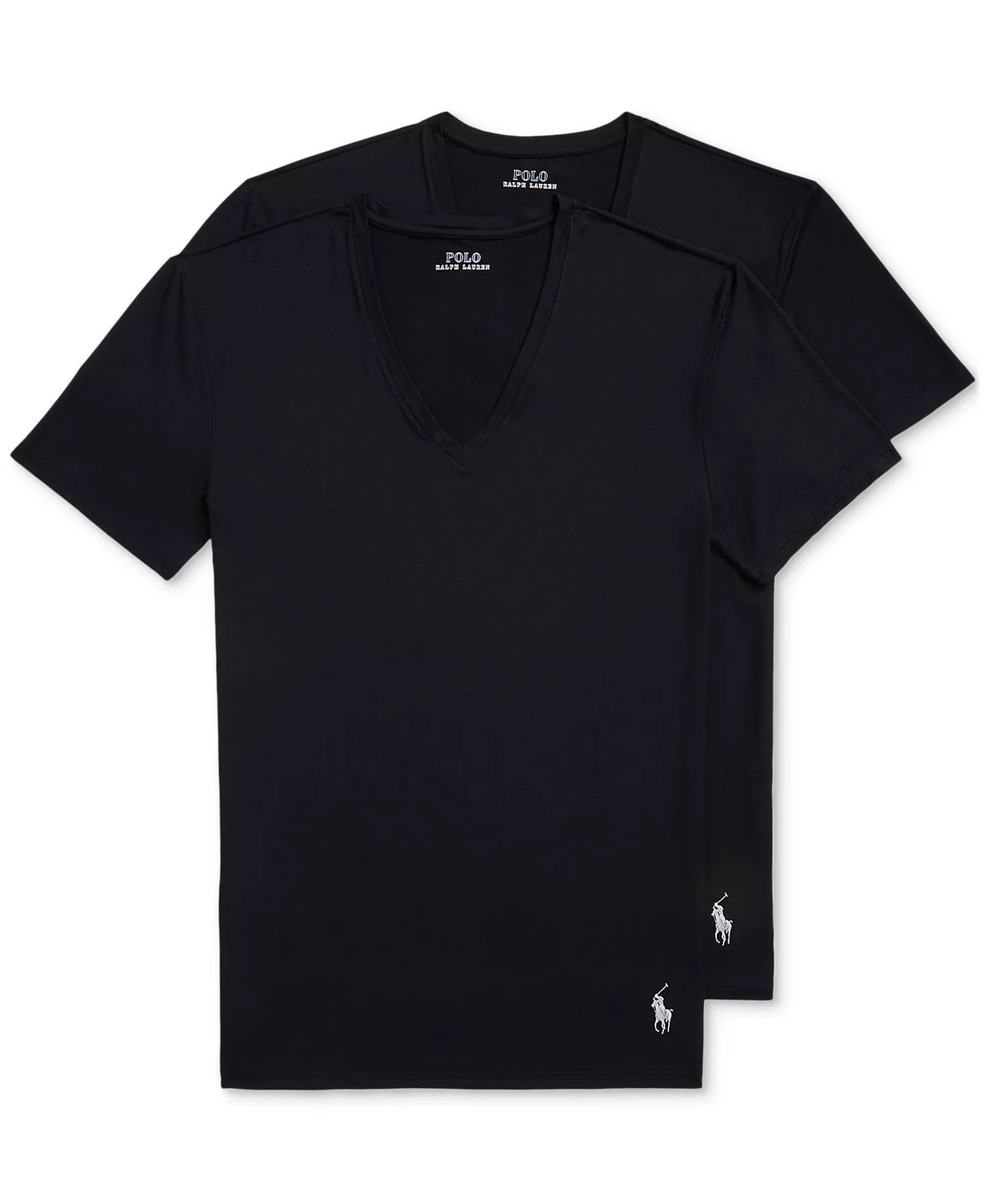 Men's 2-Pack Perfect Flex V-Neck T-Shirts - Polo Black - L