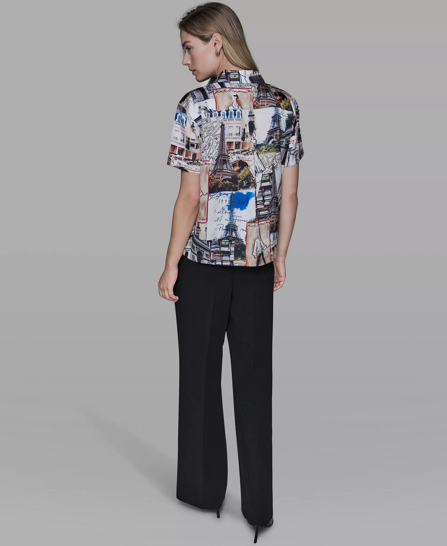Women's Short-Sleeve Allover City Scene Top - Soft White/cartouche Multi - M